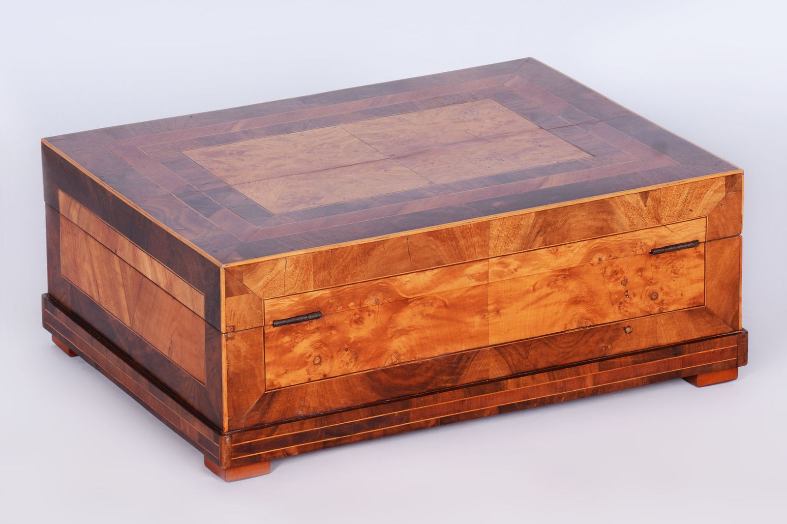 photo vinterior Restored Biedermeier Jewelry Box, Ash, Maple, Spruce, Walnut, Czech, 1820s