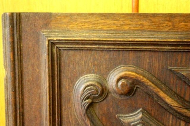 Arts & Crafts Antique Oak Carved Cupboard Cabinet Door Wall Panels photo furniture