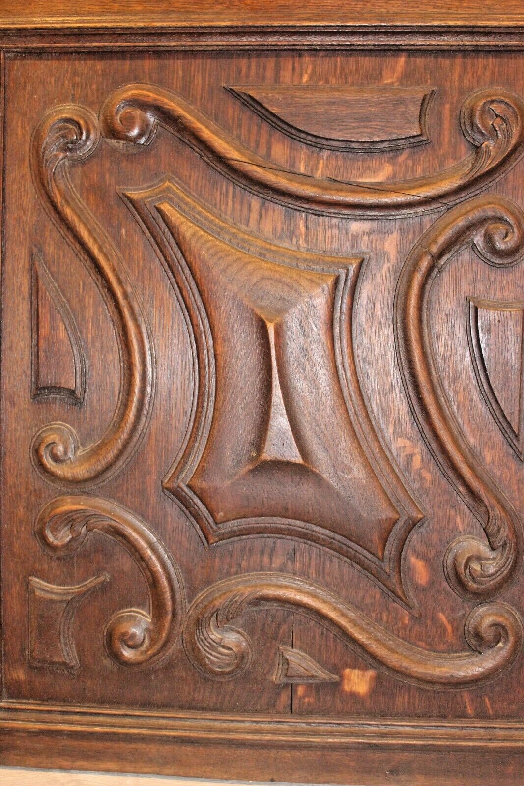 photo buy Arts & Crafts Antique Oak Carved Cupboard Cabinet Door Wall Panels