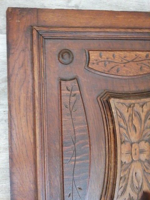 French Arts & Crafts Antique Oak Carved Cupboard Cabinet Door Wall Panels photo buy