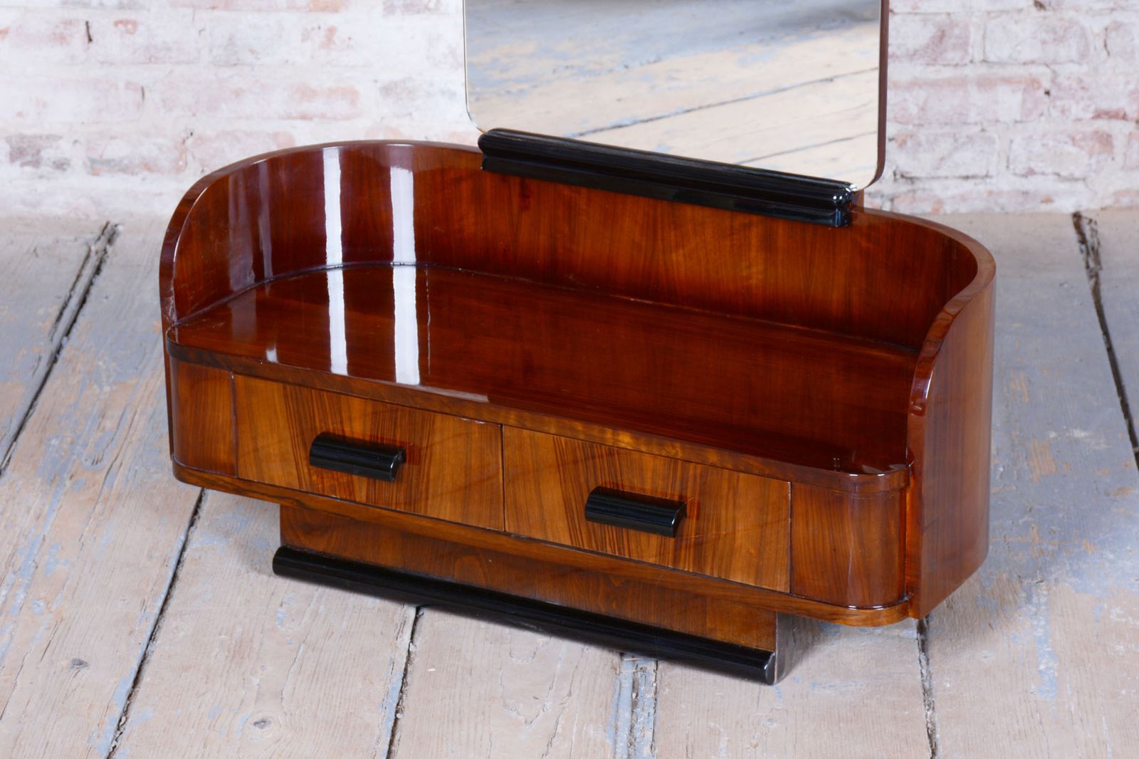 Restored Art Deco Dressing Mirror, By Halabala, Up Zavody, Walnut, Czech, 1930s photo furniture