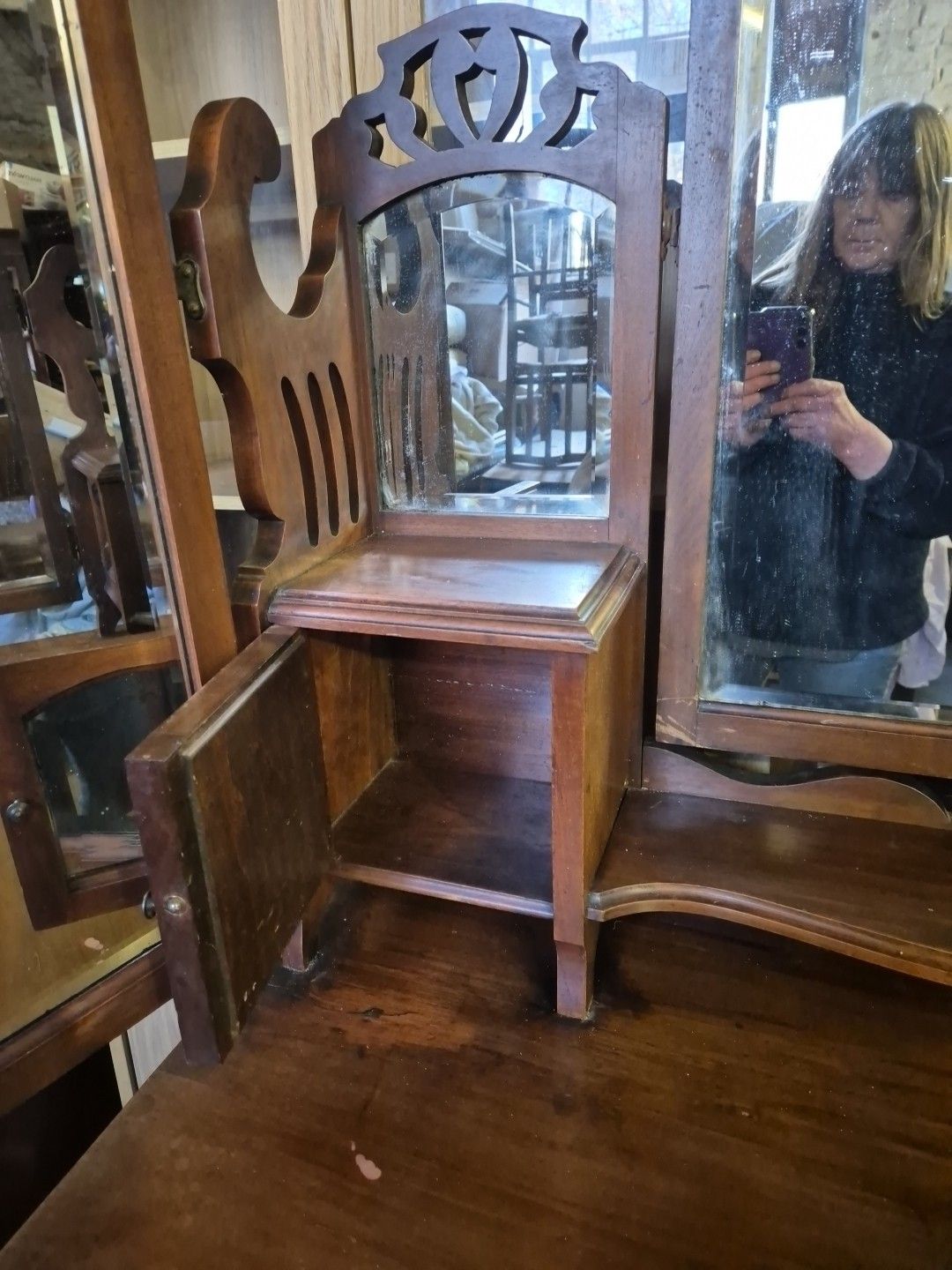 Edwardian Satin Walnut Batwing Dressing Table / Chest Of Drawers & 7 Mirrors photo 280.0