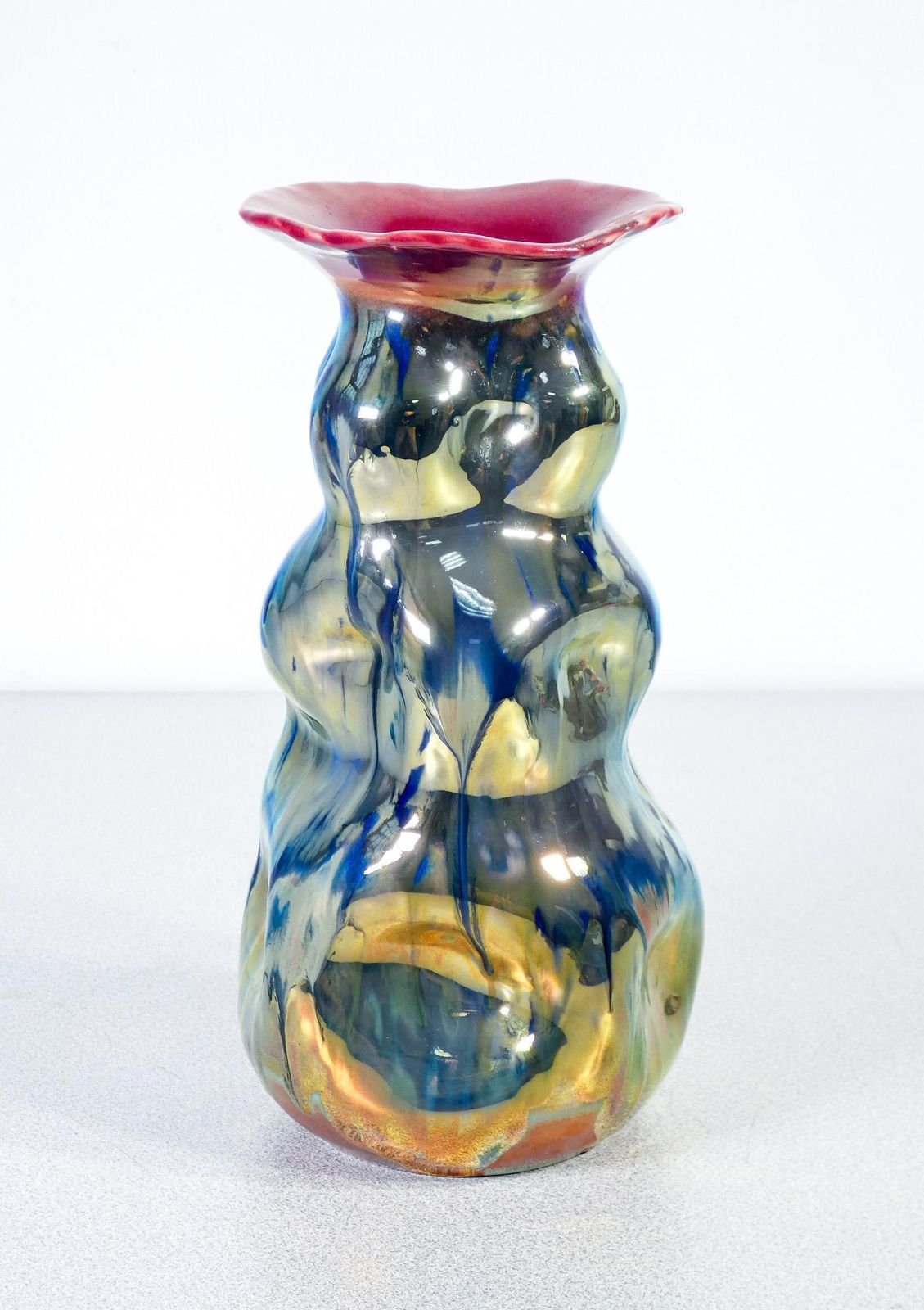 Cermica Vase Signed M.G.A. Decorated With Lustre. Albisola Italy, First 1900 photo vintage