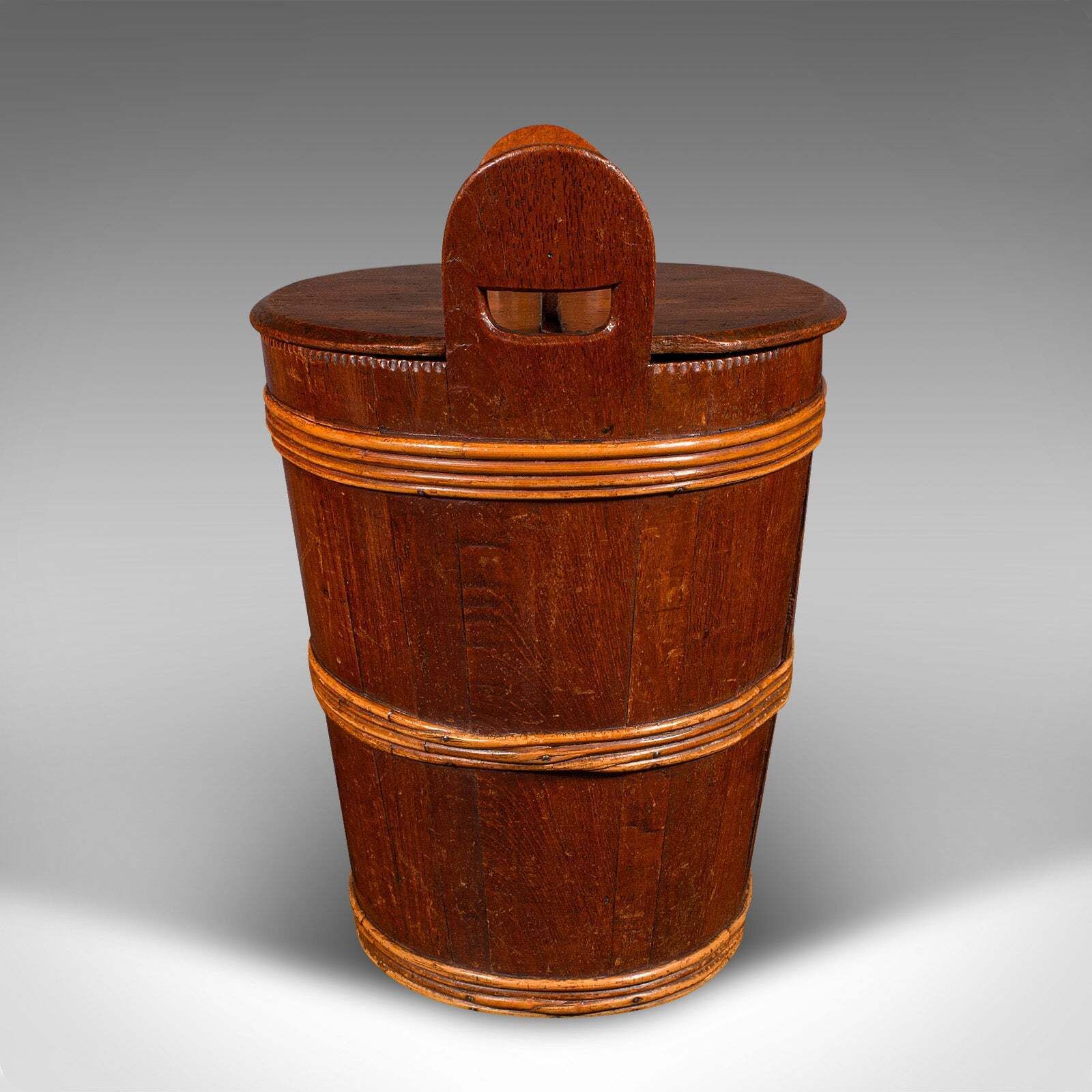 Antique Lidded Waste Bin, Georgian, Dutch, Oak, Fruitwood, Fireside Store C.1800 photo Home Decor