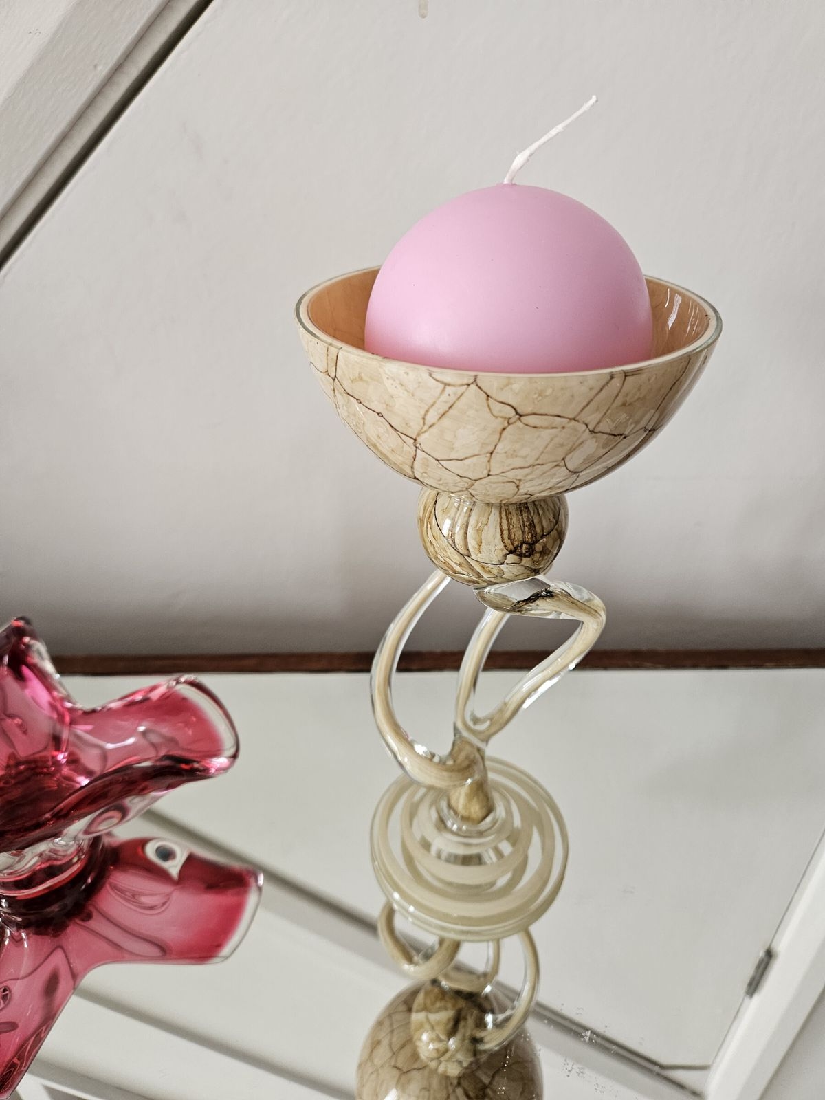 1960's Polish Glass Art 'Jellyfish' Candle Holder By Josefina Krosno photo for sale