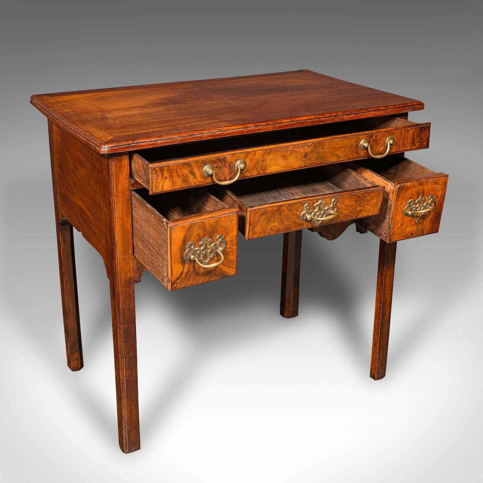 Antique Lowboy Table, Georgian, English, Burr Walnut, Oak, Hall, Side, C.1780 photo furniture