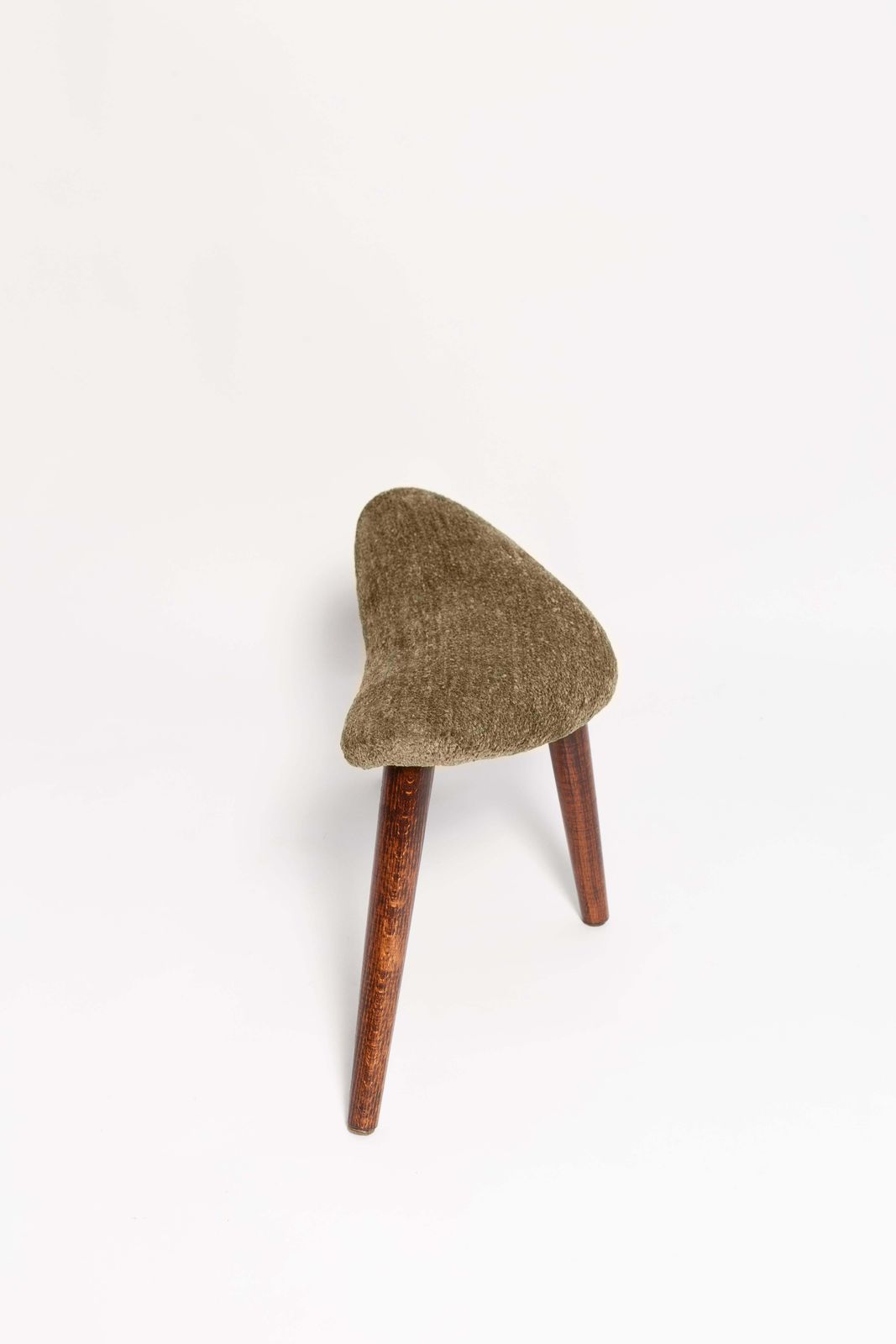 Mini Heart Stool, Olive Green Velvet, Dark Wood, Europe photo vinterior