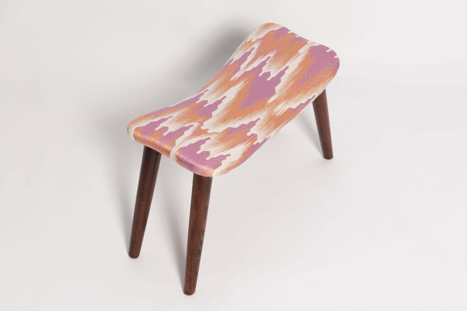 Mini Butterfly Stool, Pink Fandango Jacquard, Dark Wood, Europe 1960s photo Furniture