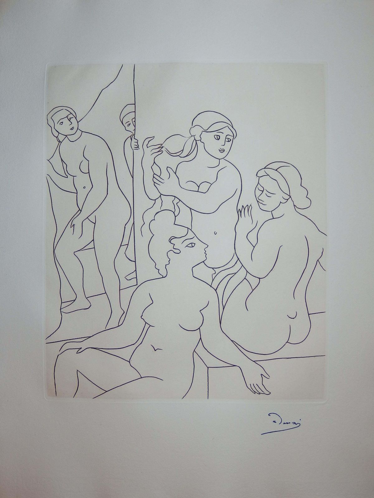 André Derainin The Women Cloakroom   Original Etching   19511951