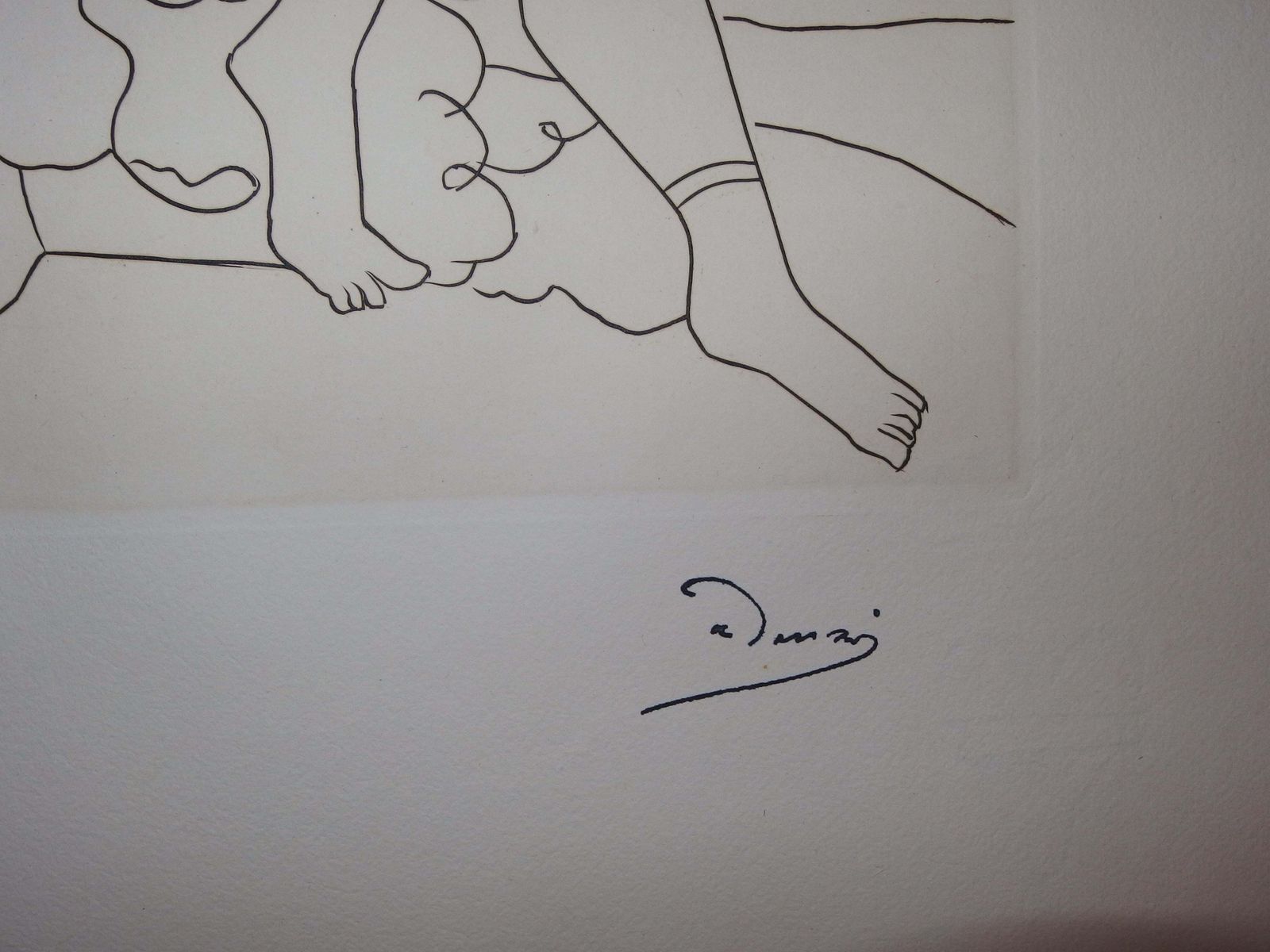 André Deraina Proud Beautiful Woman   Original Etching   19511951 photo furniture