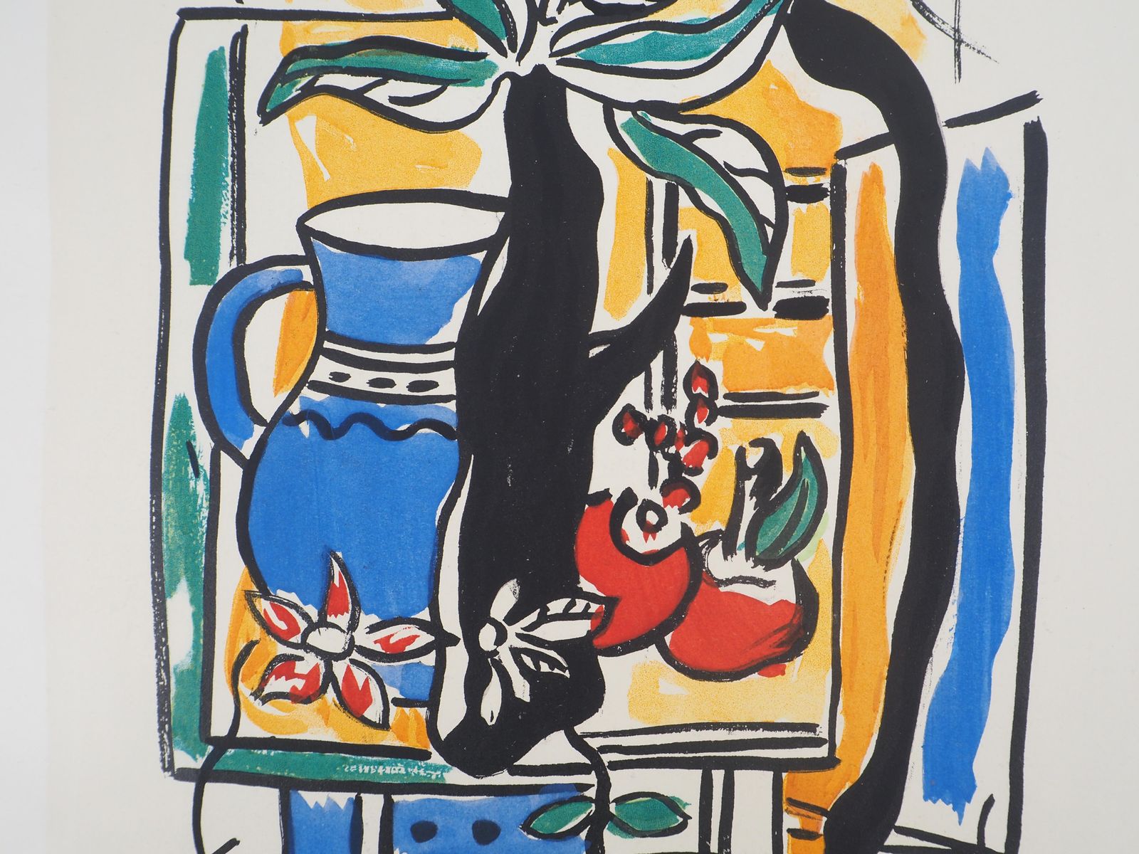 Fernand Légerstill Life With Blue Pitcher And Fruits   Lithograph And Stencil, 19501950 photo vinterior