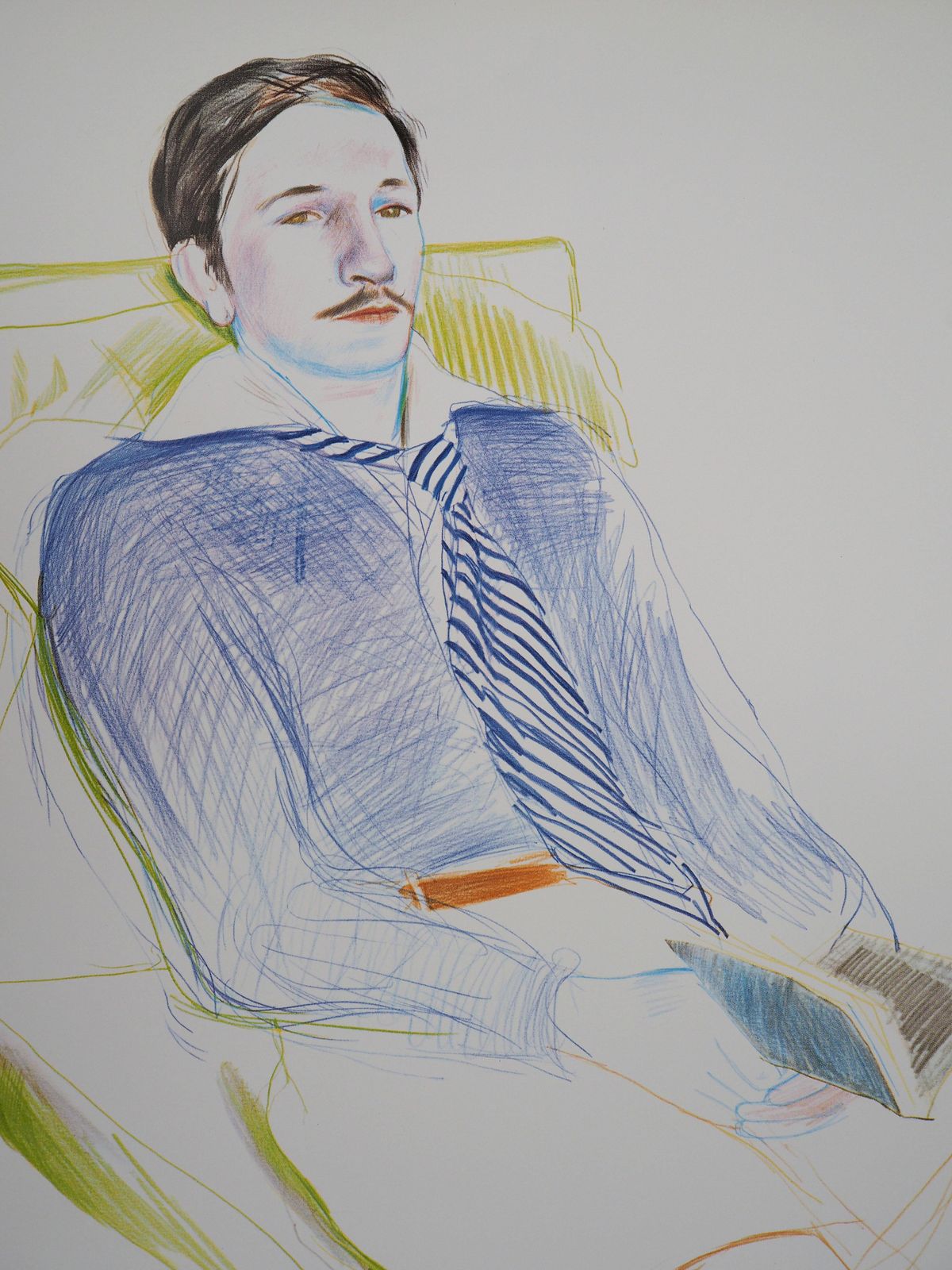 (After) David Hockneyportrait Of Reading Man   Original Vintage Poster (1975)1975 photo furniture