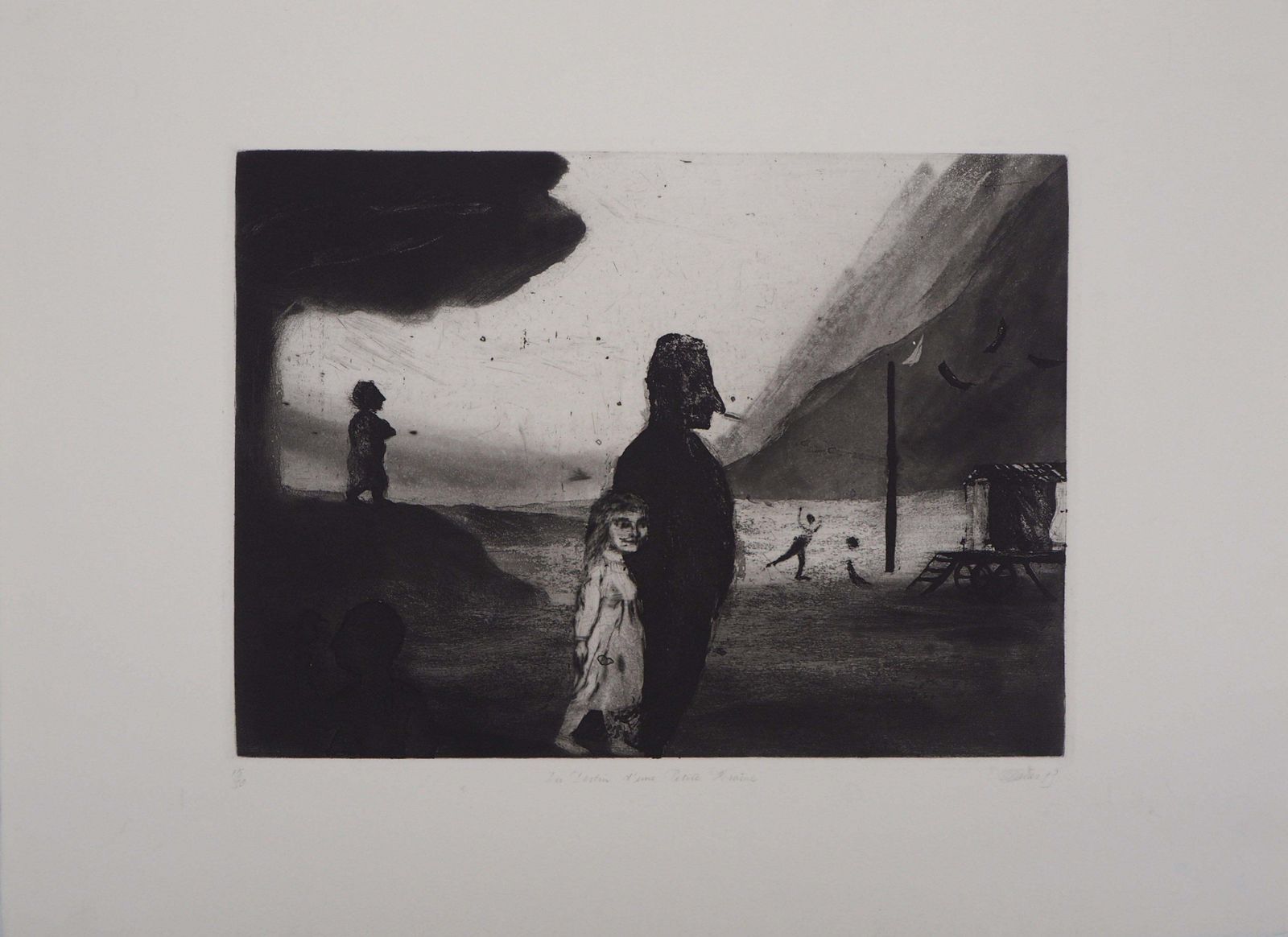 Richard Daviesyoung Girl At The Funfair   Original Handsigned Etching   Limited 30 Copies1983