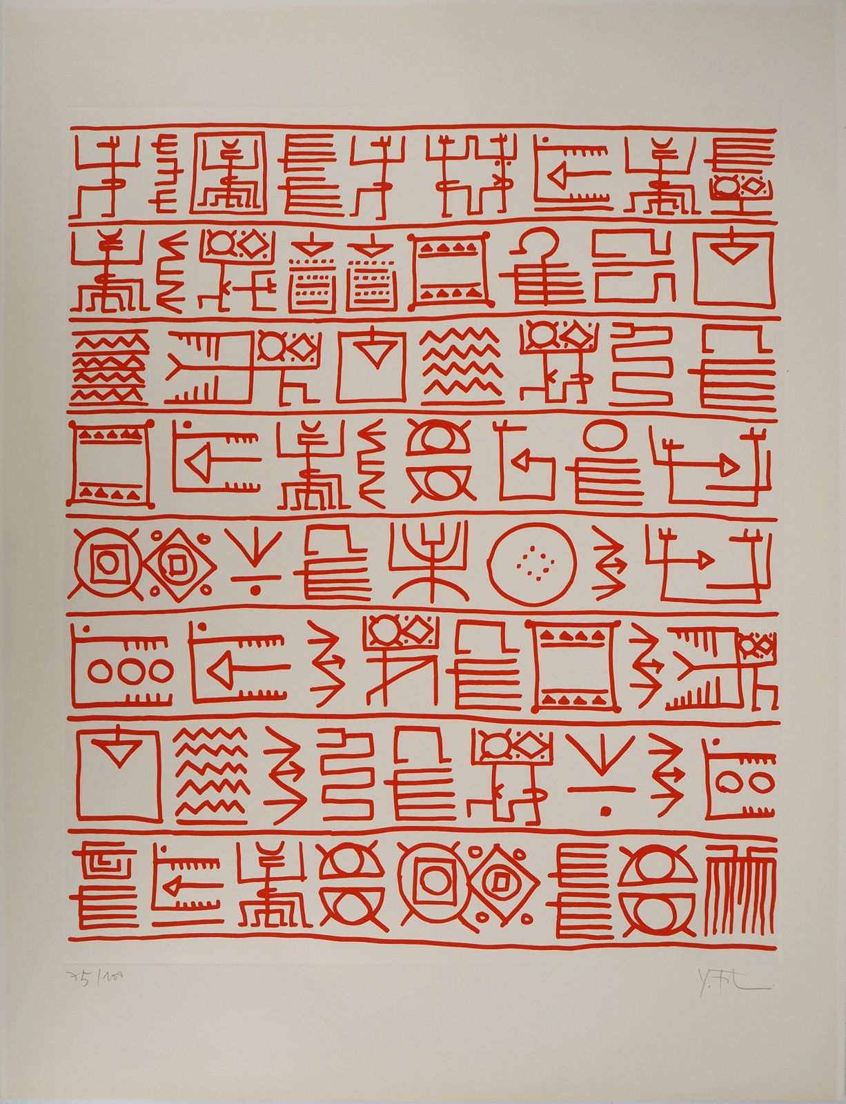 Yona Friedmanarchitect : Pictograms Of Genesis (Orange)   Original Screenprint, Handsigned1975