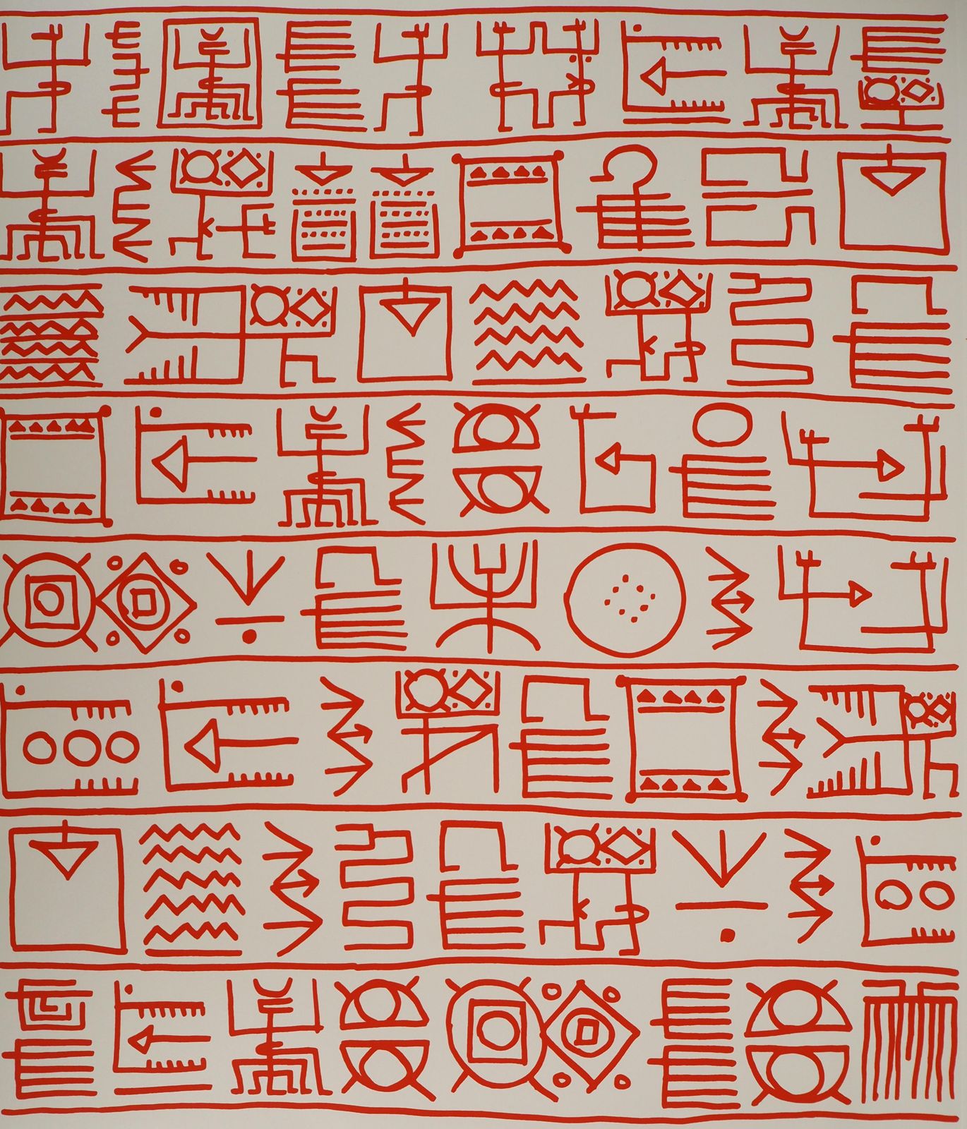 Yona Friedmanarchitect : Pictograms Of Genesis (Orange)   Original Screenprint, Handsigned1975 photo Art