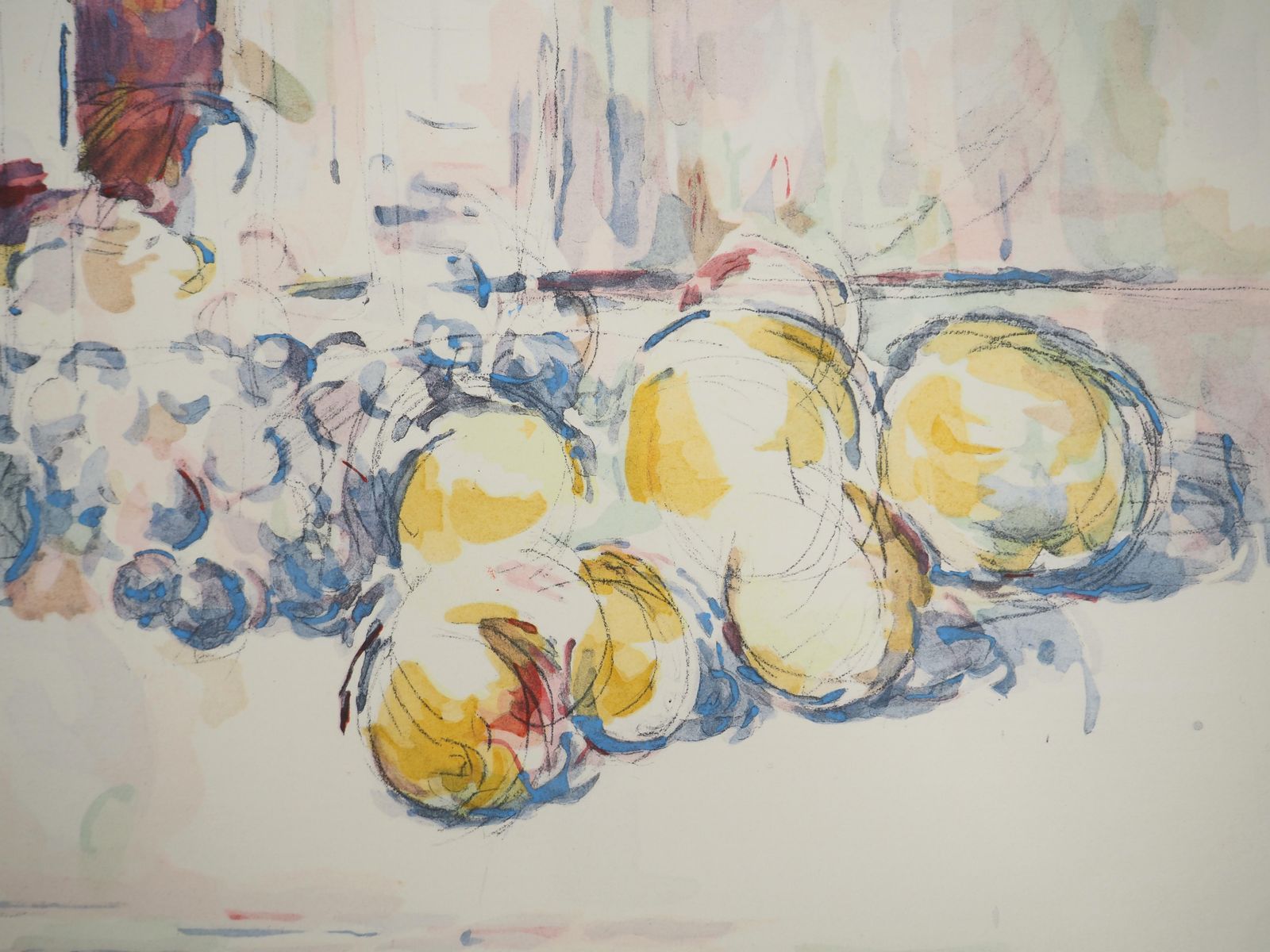 Still Life, Fruits And Wine   Lithograph, 19711971 photo for sale