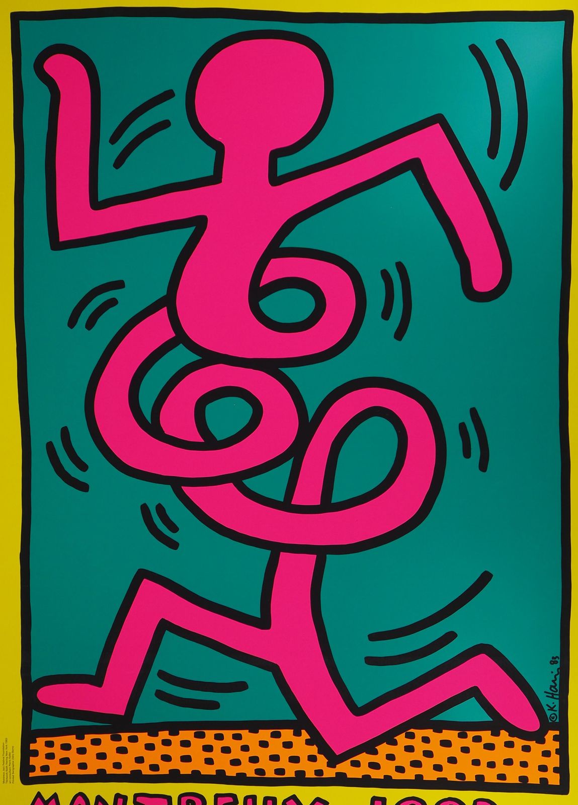 Keith Haringjazz : Swing Guy (Yellow)   Screenprint Poster, Montreux, 19831983 photo 514.0