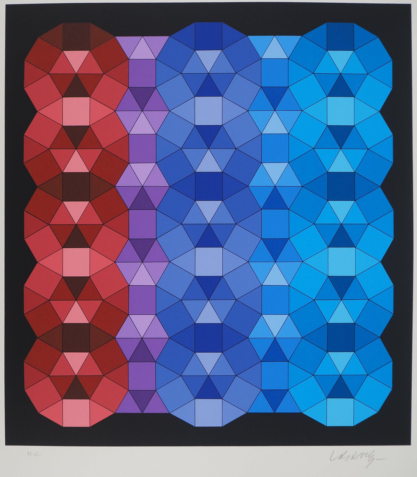 Victor Vasarelyyka : Cinetic Composition In Red End Blue   Original Screen Print, Handsigned1989 photo furniture