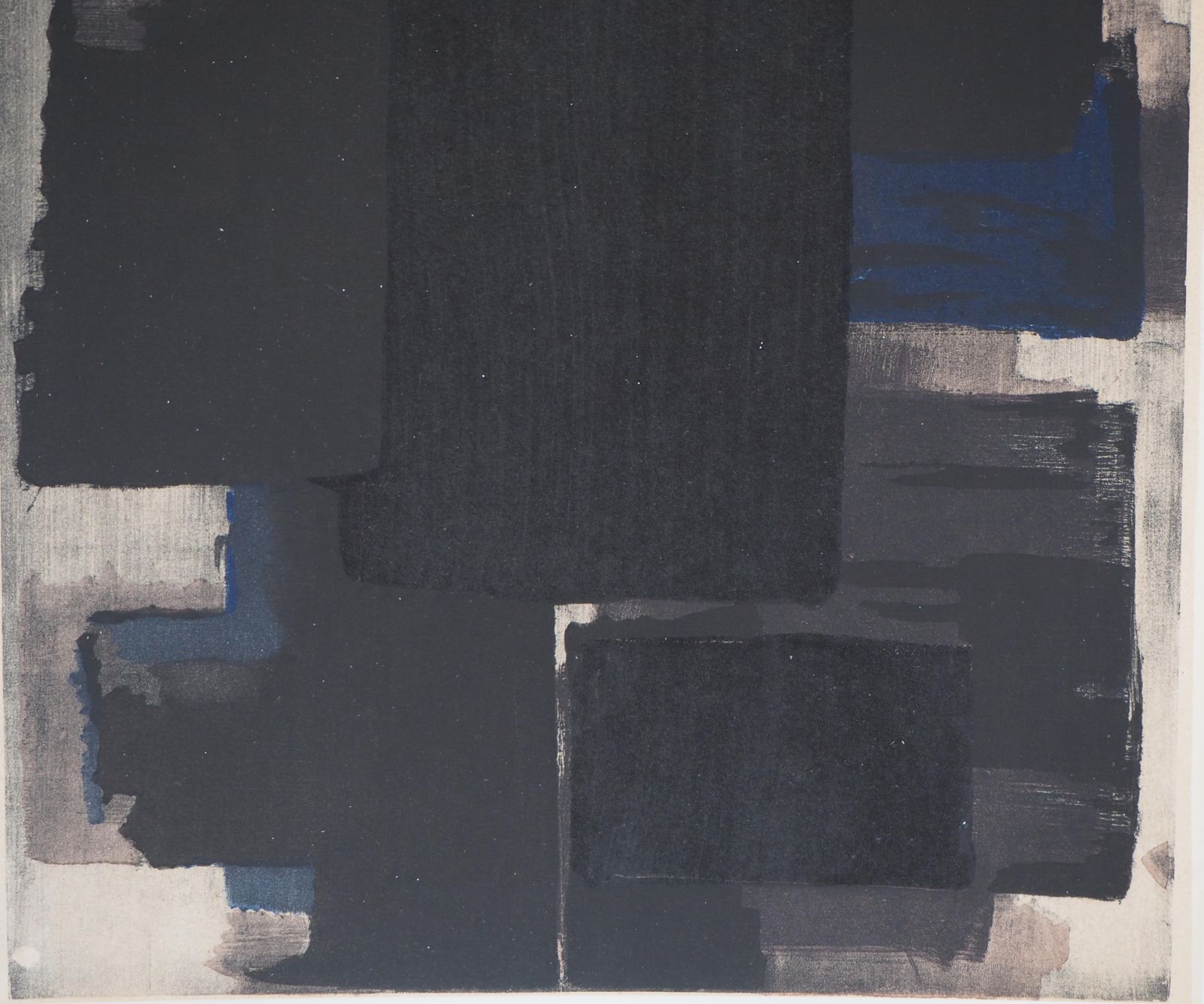 Pierre Soulagescomposition In  Black And Blue   Lithograph And Stencil, 19561956 photo buy