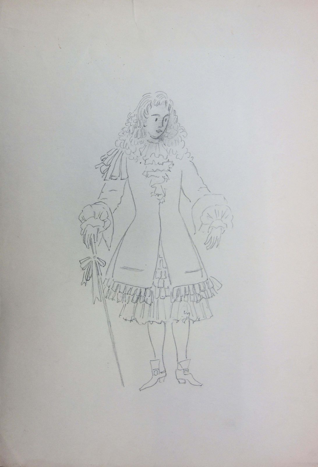Suzanne Laliqueking's Courtier Costume, Original Pencil Drawing