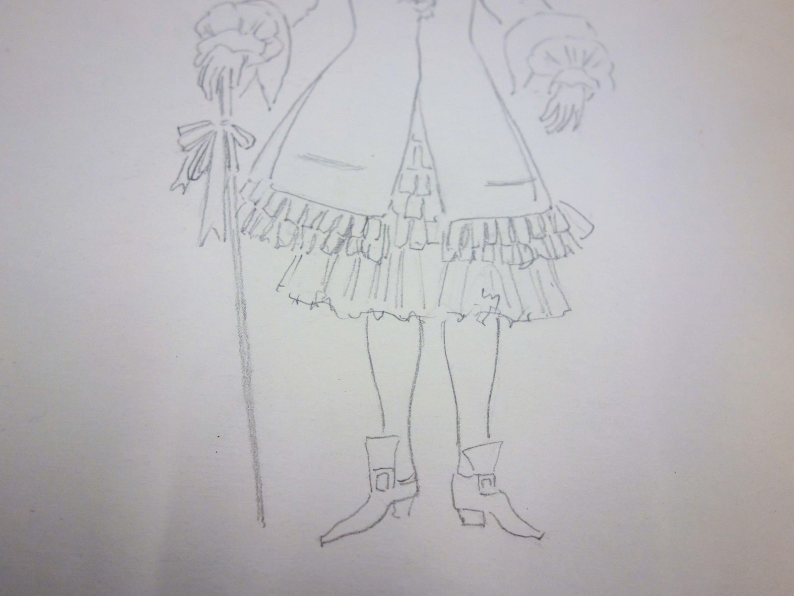 Suzanne Laliqueking's Courtier Costume, Original Pencil Drawing photo Art