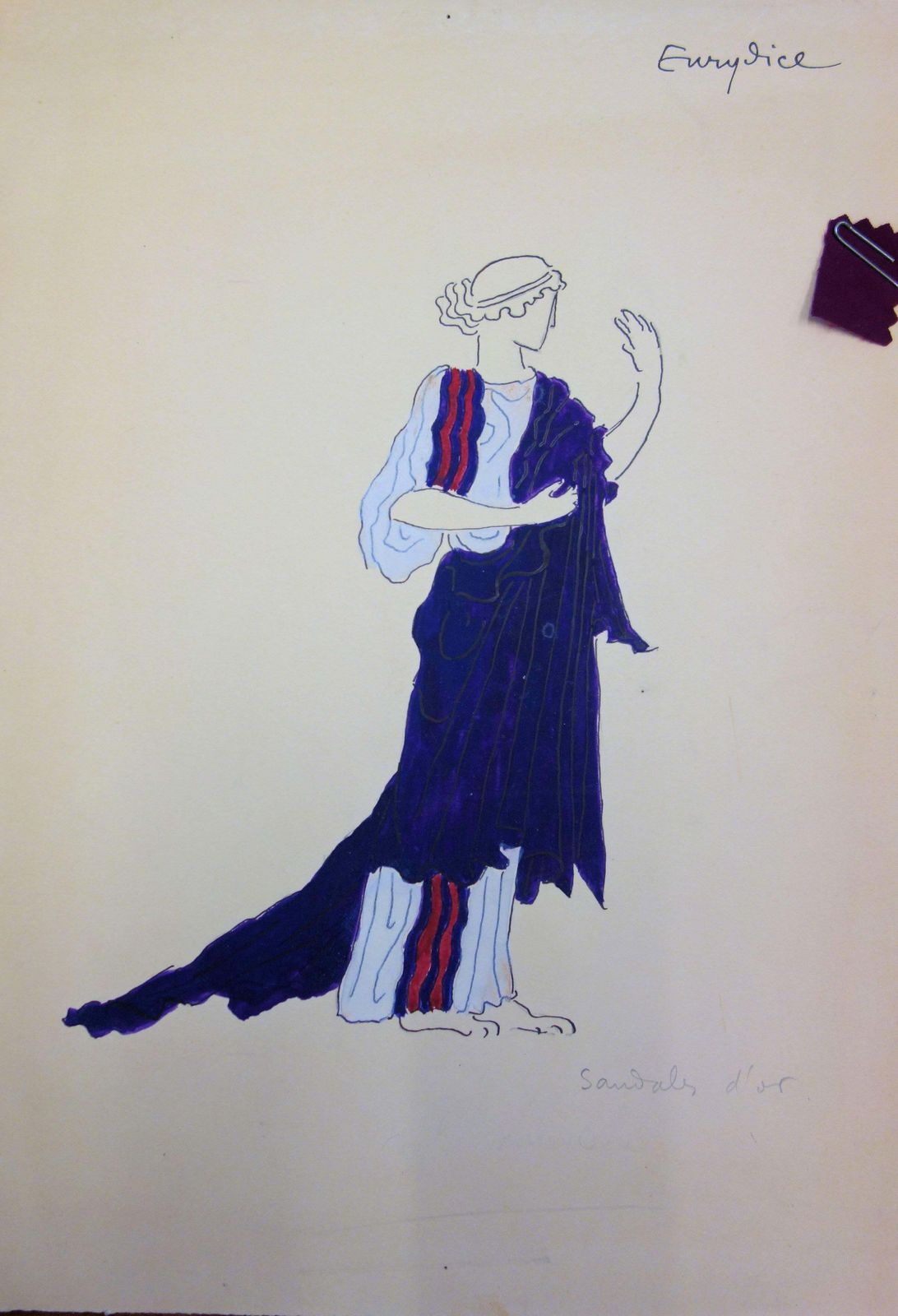 Suzanne Laliqueeurydice : Antique Greek Costume   Original Watercolor Drawing