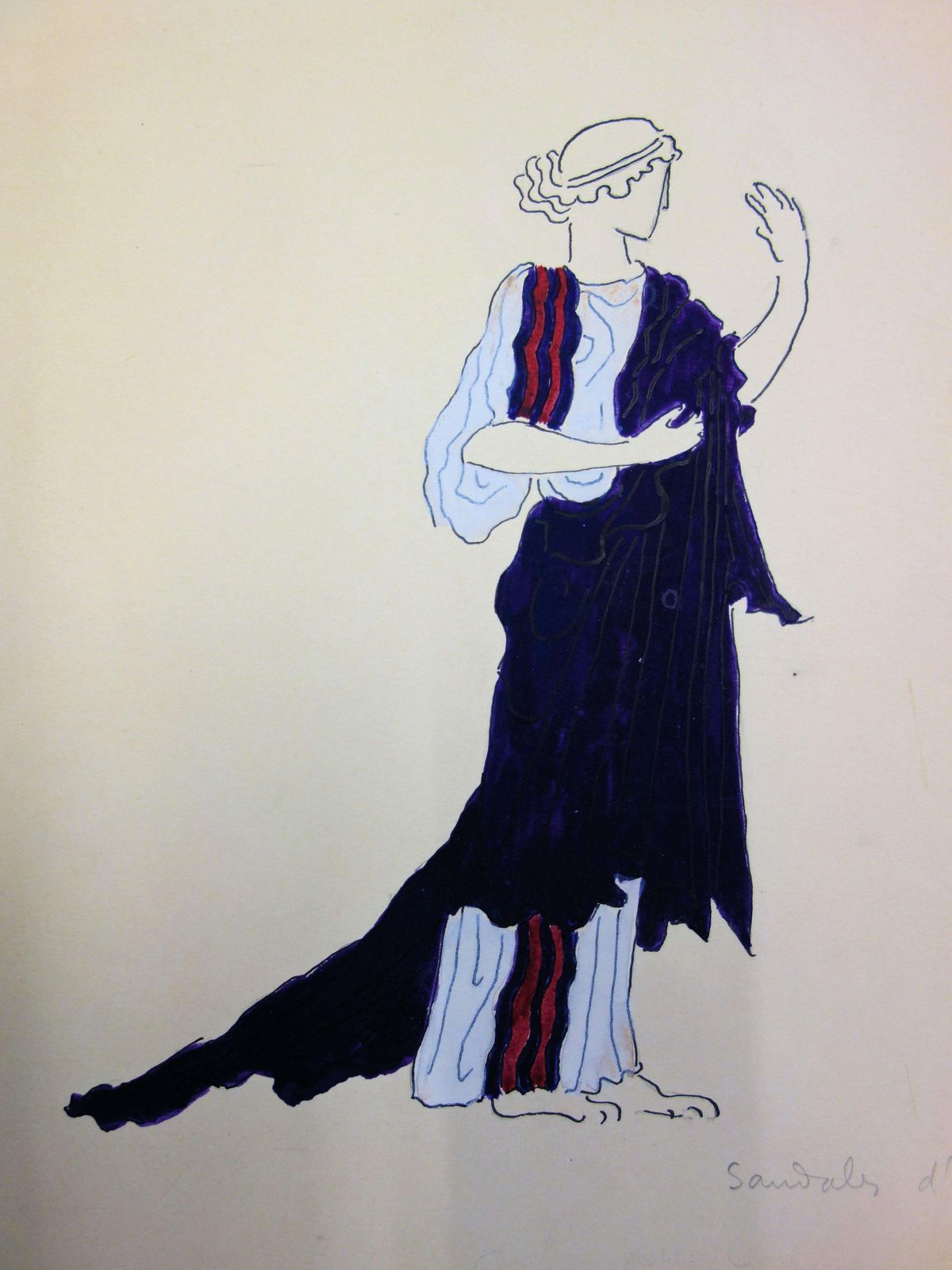 Suzanne Laliqueeurydice : Antique Greek Costume   Original Watercolor Drawing photo for sale