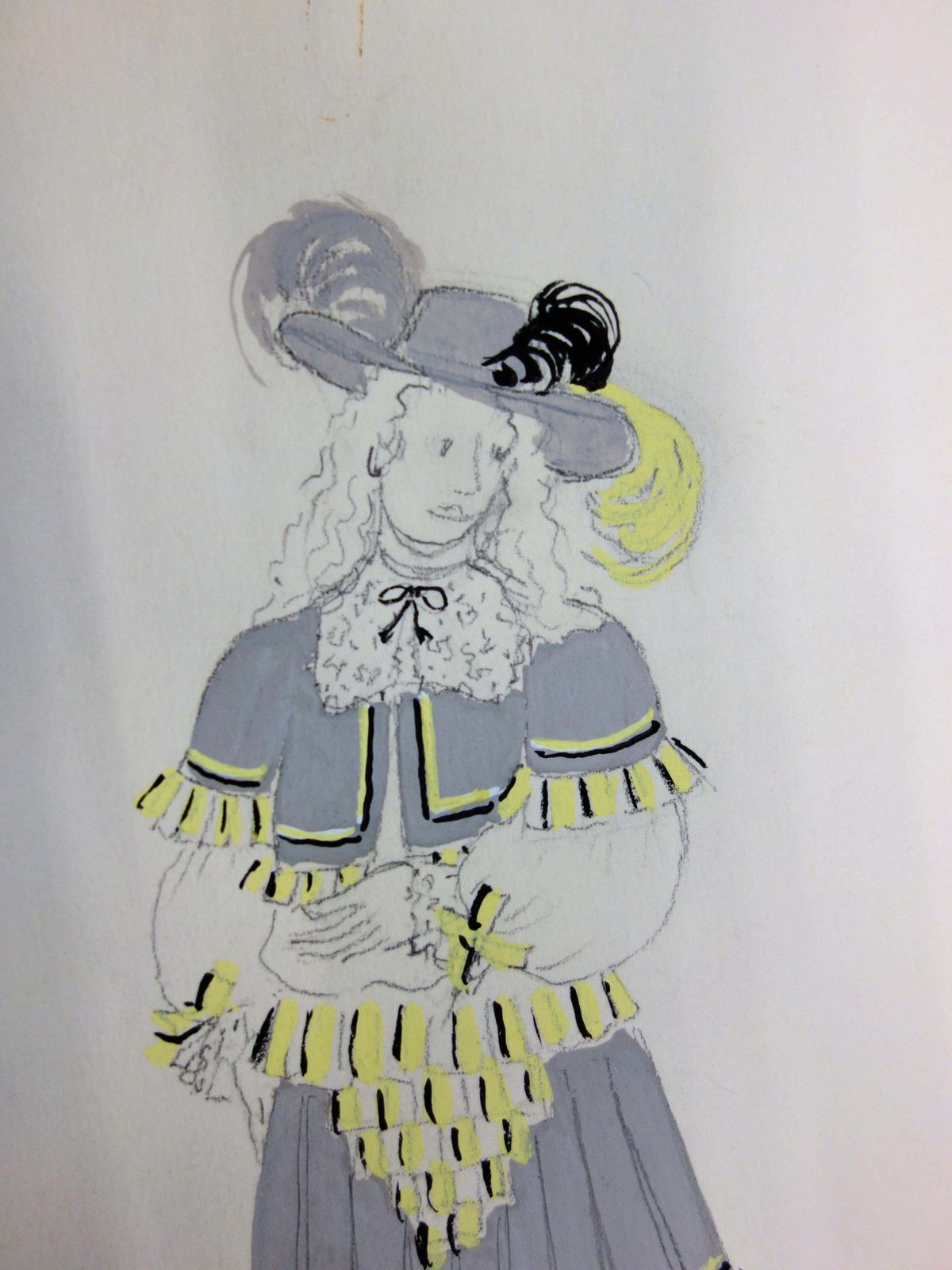 Suzanne Laliquemusketeer Costume   Original  Ink And Watercolor Drawing photo for sale