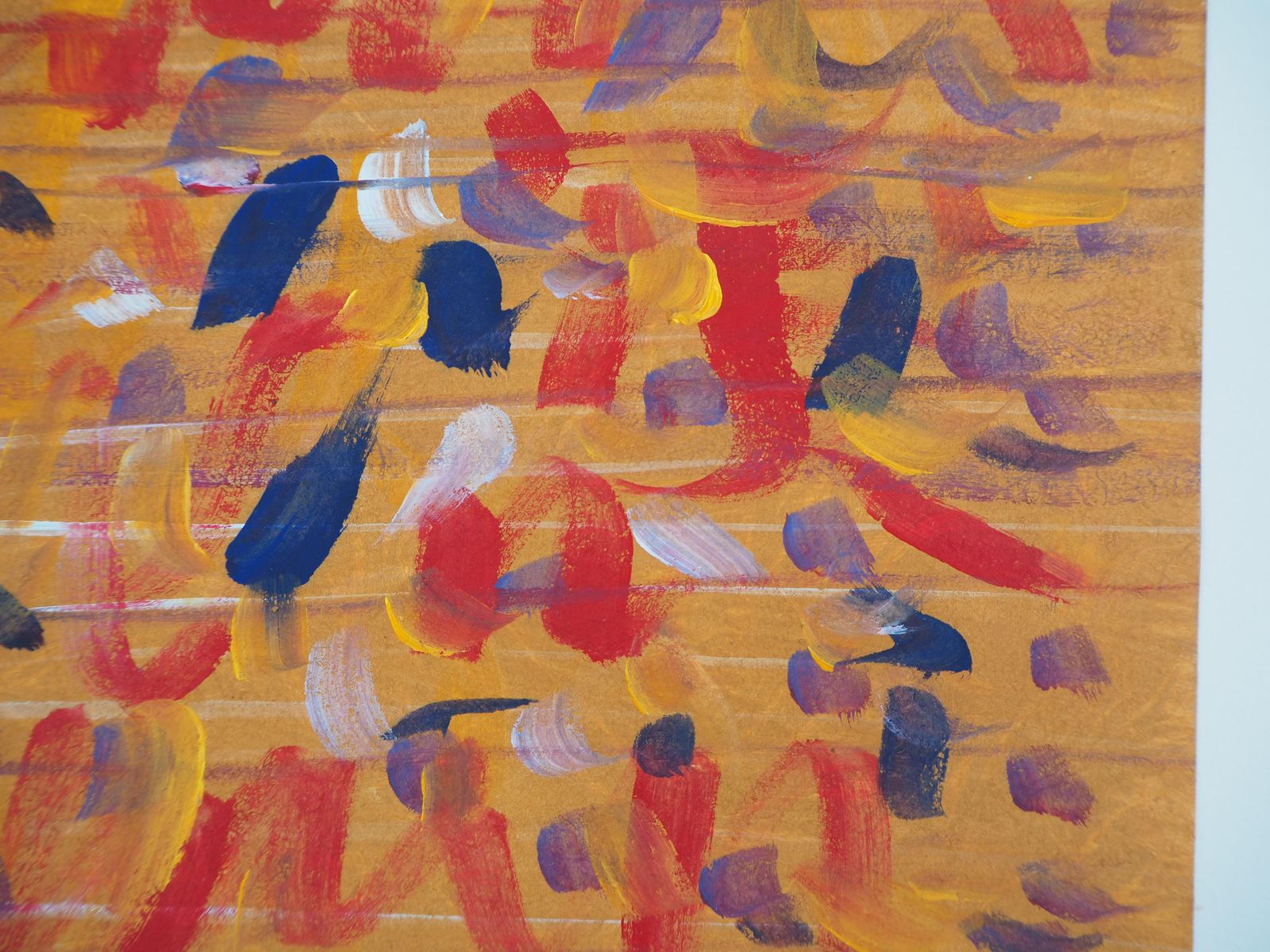 Ervin Neuhauscomposition Blue And Red On Orange   Original Handsigned Watercolor And Tempera photo 213.0
