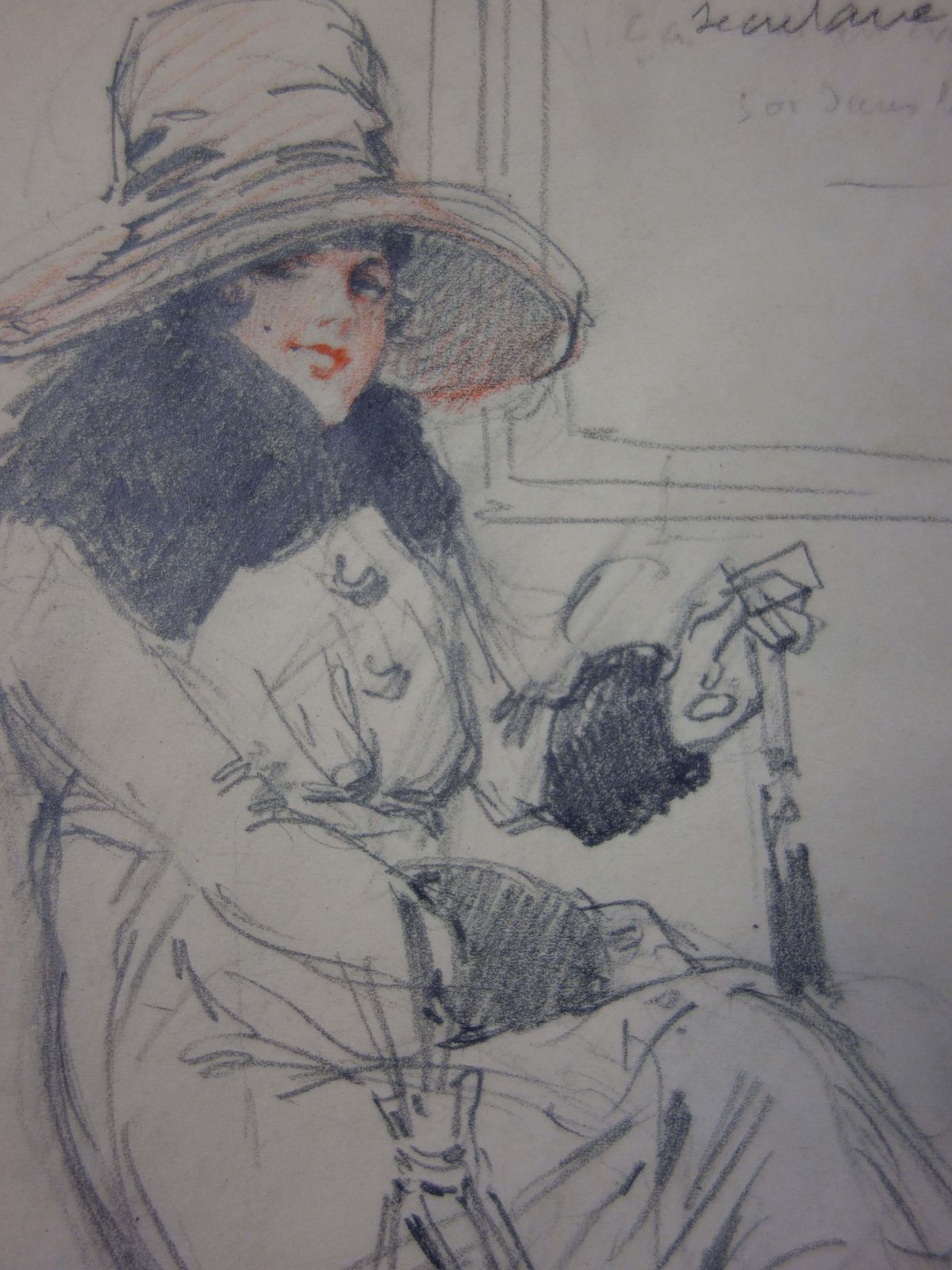 Georges Conradsecretary In The Subway   Pencil Drawing   Circa 1913 photo 256.0