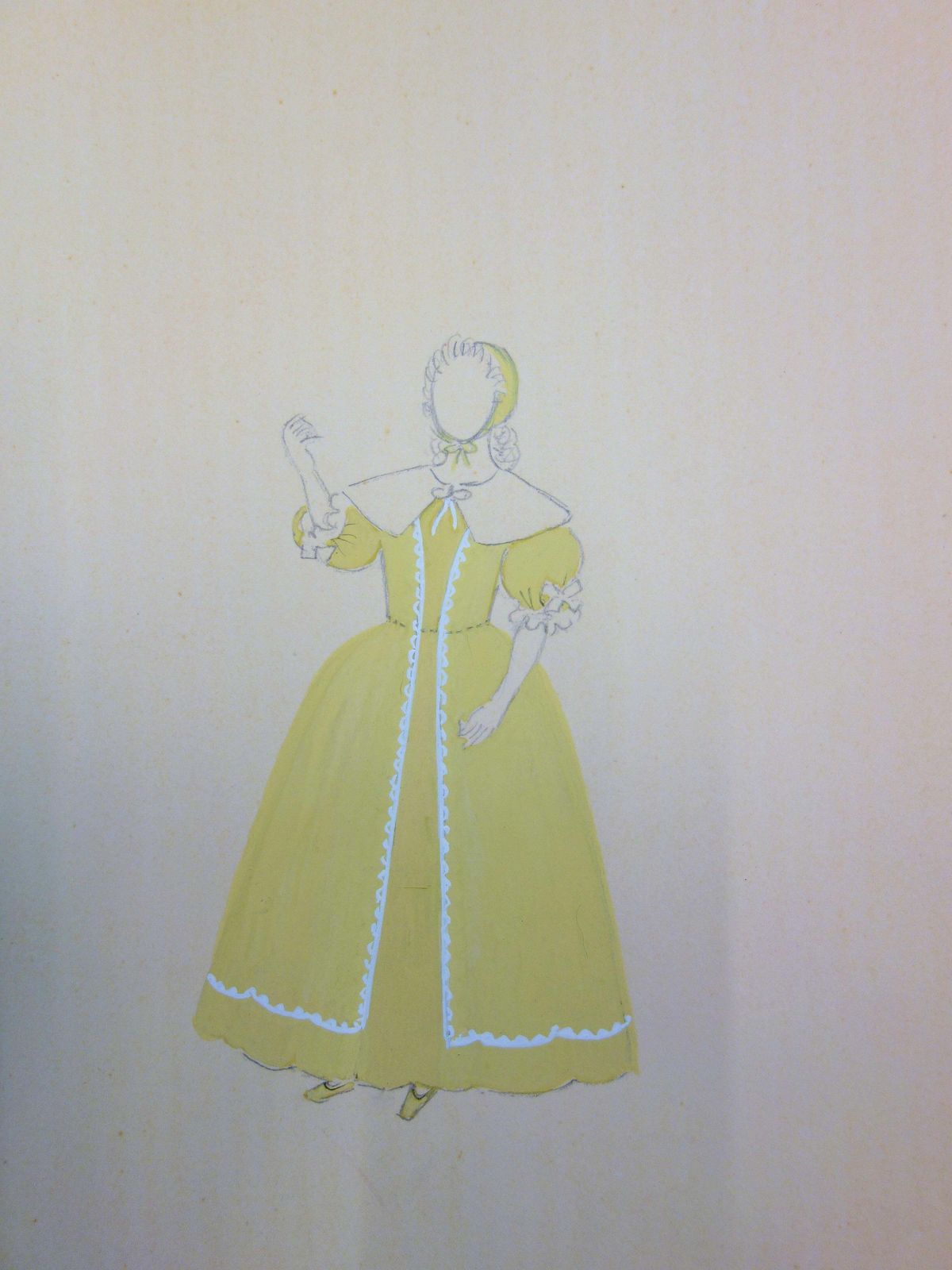 Suzanne Laliquetraditional Yellow Dress   Original Watercolor photo Art