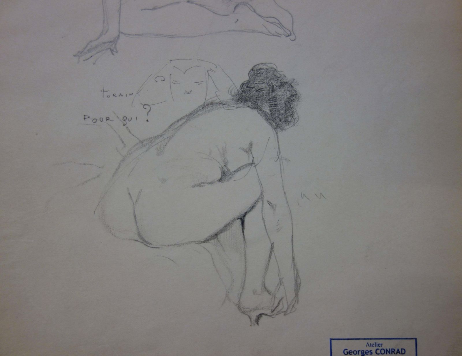Georges Conradtwo Divine Women   Pencil Drawing   Circa 1914 photo Art
