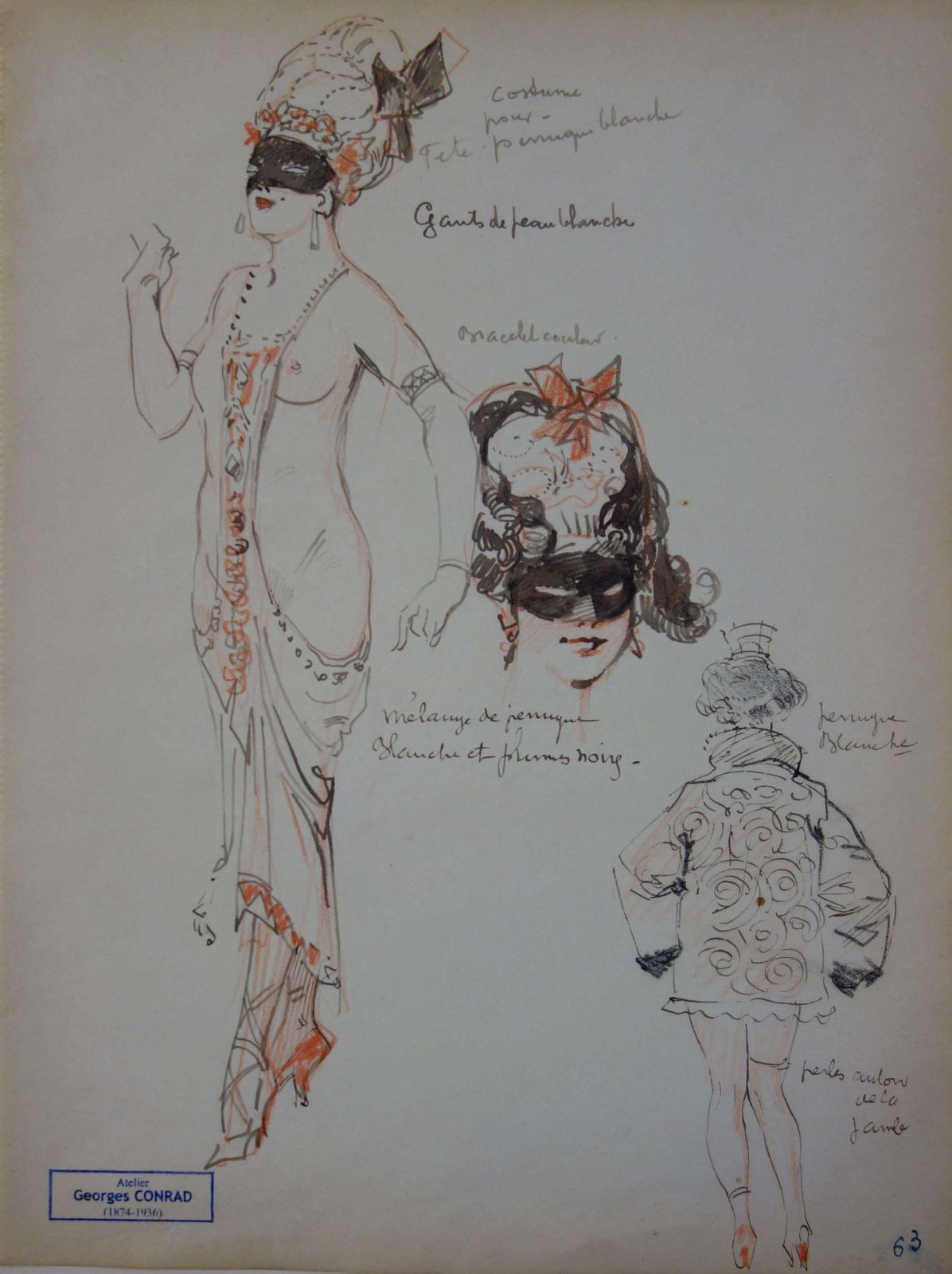 Georges Conradlibertine Carnaval In Venice   Ink Drawing   Circa 1916
