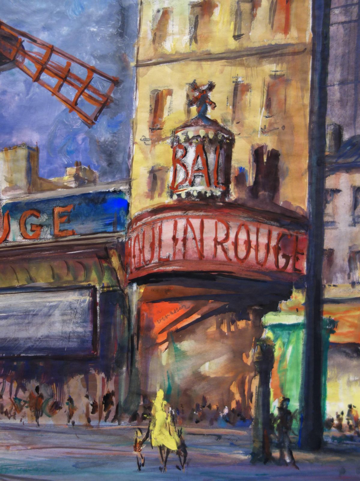 Gaston Coppensparis : Moulin Rouge Of Montmartre   Original Watercolor photo 683.0