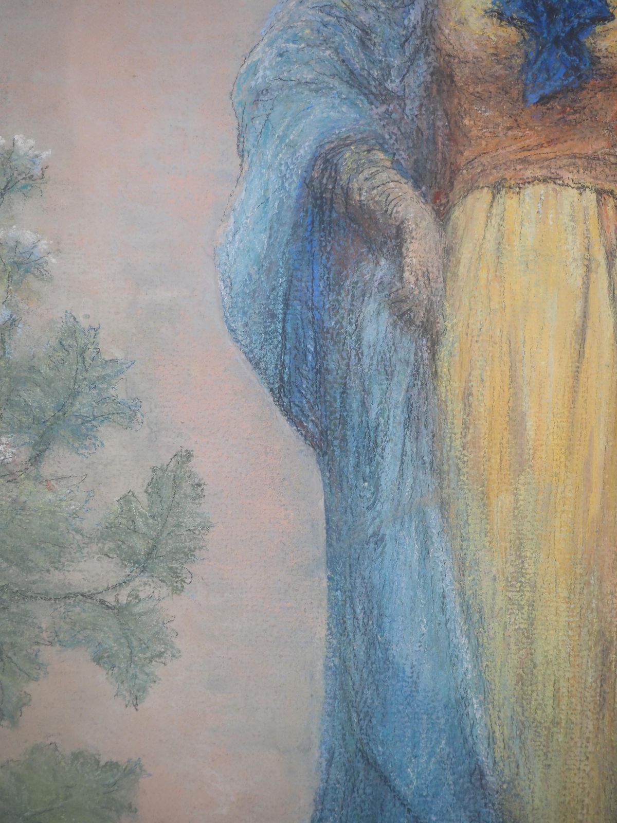 Georges Jules Victor Clairintheater : Sarah Bernhardt In Blue   Original Charcoal Drawing, Handsigned1916 photo vinterior