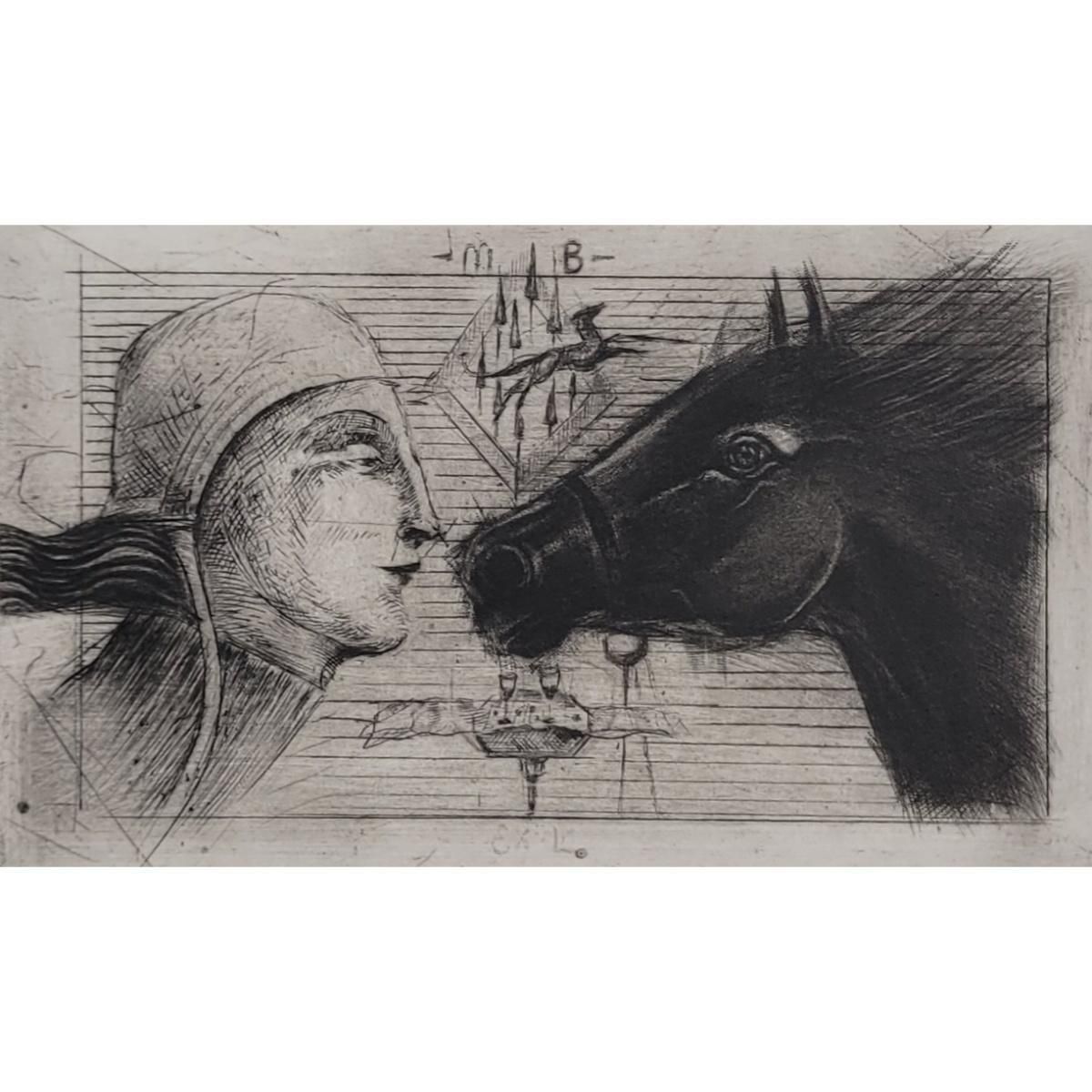 Ewa Kutylaka Meeting. Mezzotint Print, Limited Edition, Black & White, Polish Artist 2011