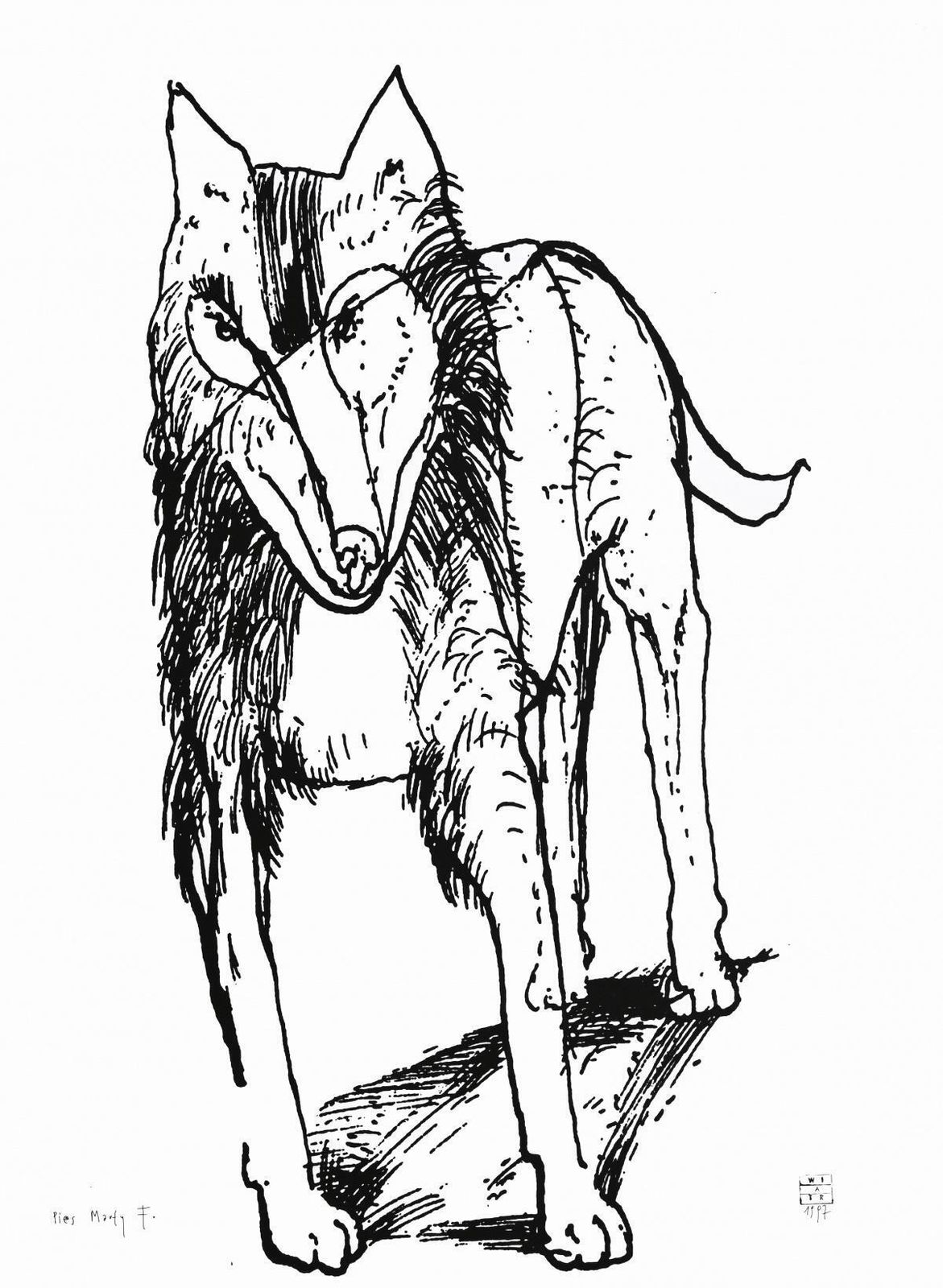 Zdzislaw Wiatrmarta F's Dog   Contemporary Print, Figurative, Black & White, Polish Artist1997