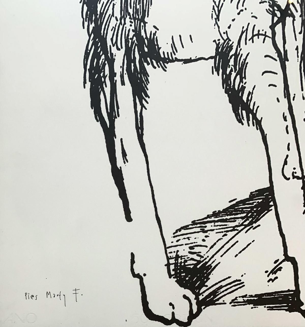 Zdzislaw Wiatrmarta F's Dog   Contemporary Print, Figurative, Black & White, Polish Artist1997 photo furniture