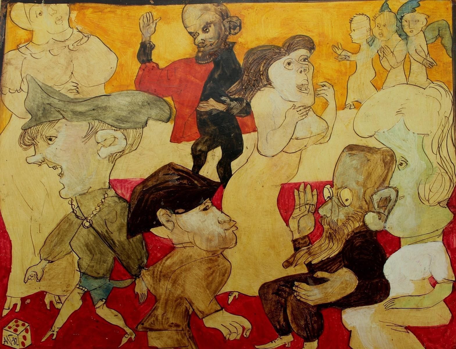 Adam Niemczyc 1letter To Hieronymus Bosch   XX Century, Colourful Figurative Painting1982