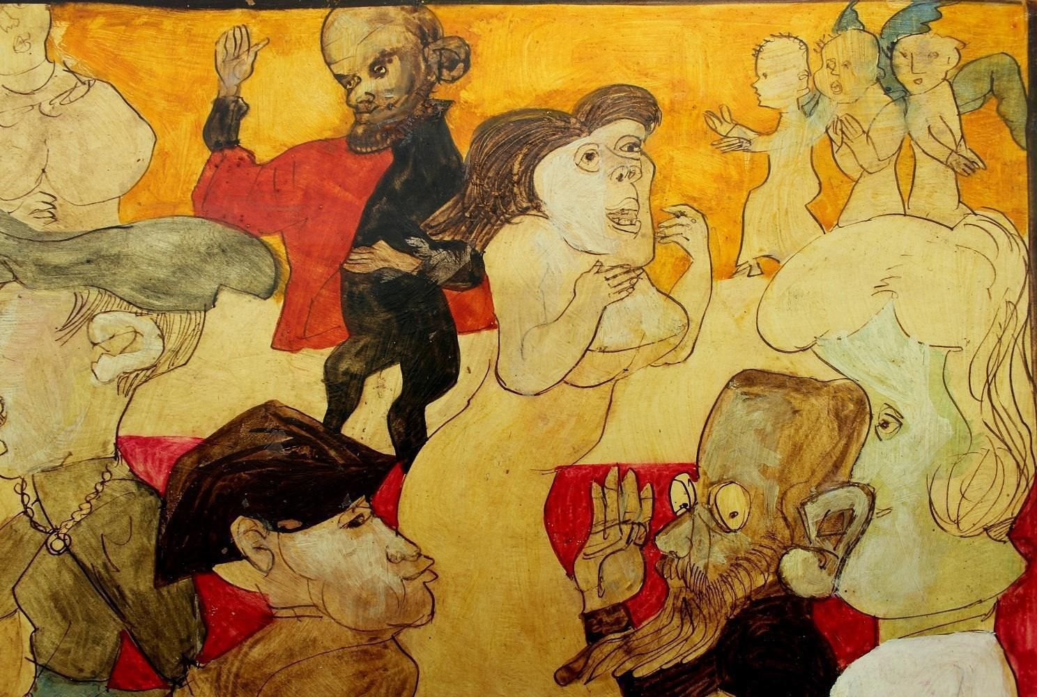 Adam Niemczyc 1letter To Hieronymus Bosch   XX Century, Colourful Figurative Painting1982 photo Art