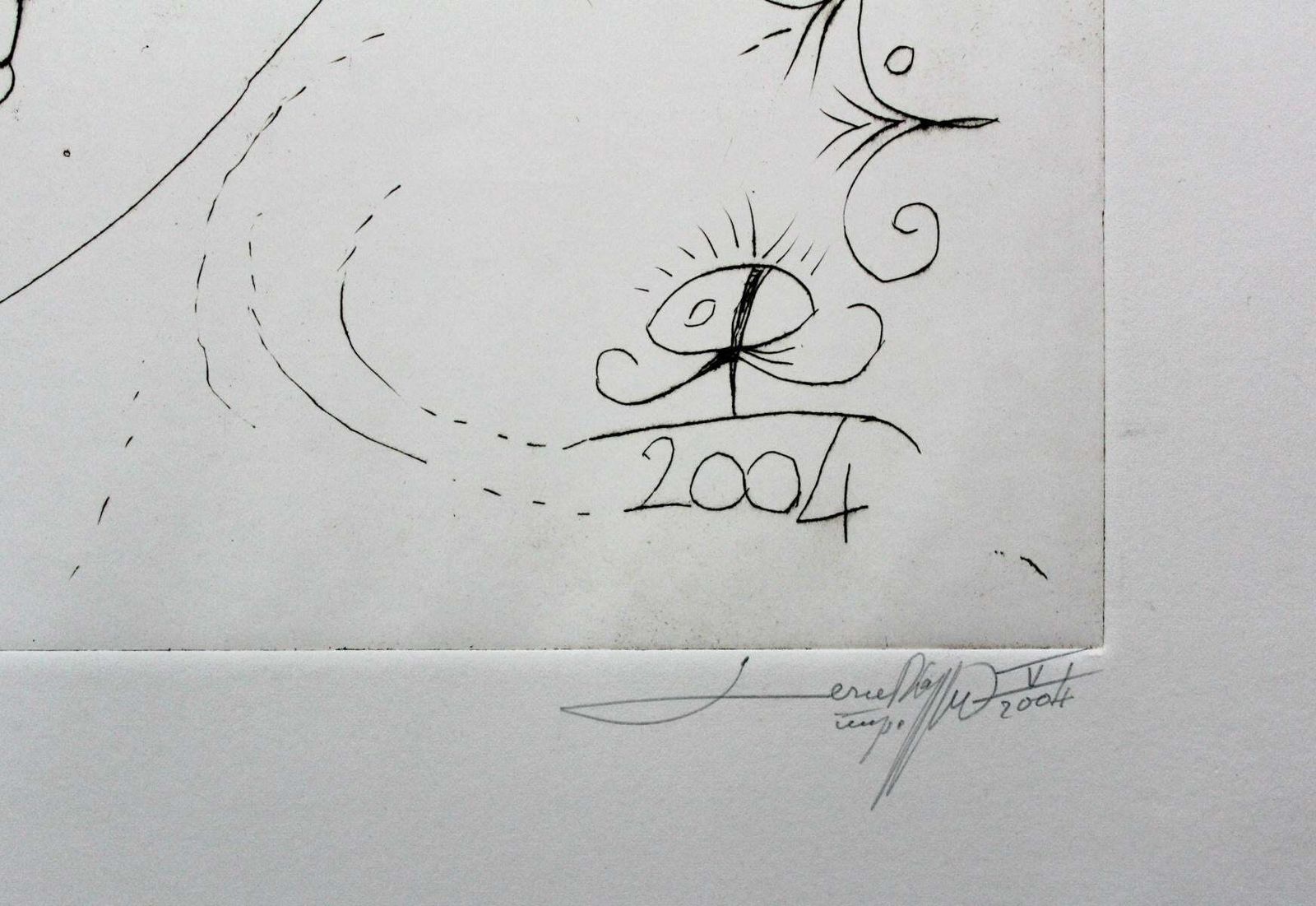 Leszek Rózgaidol    Figurative Drypoint Print, Surrealist, Black & White, Minimalism2004 photo for sale