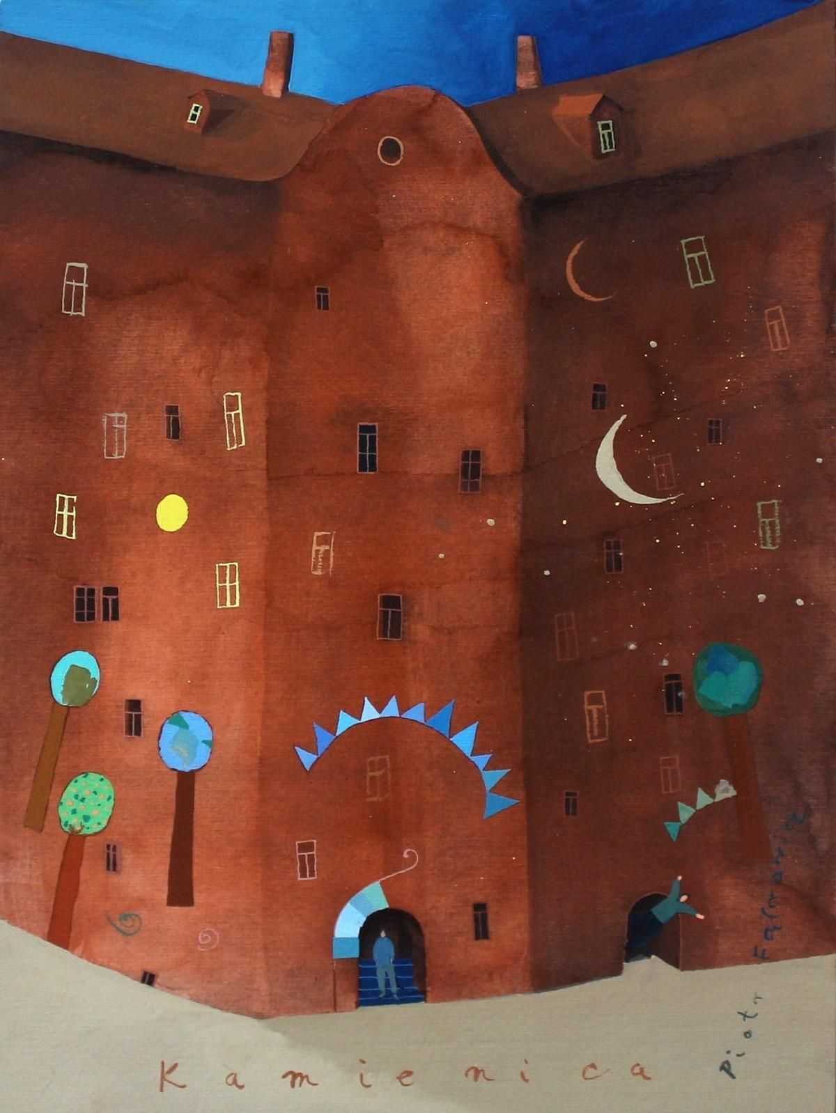 Piotr Fąfrowicztenement House   Xxi Century, Gouache On Paper, Architecture, Landscape2018