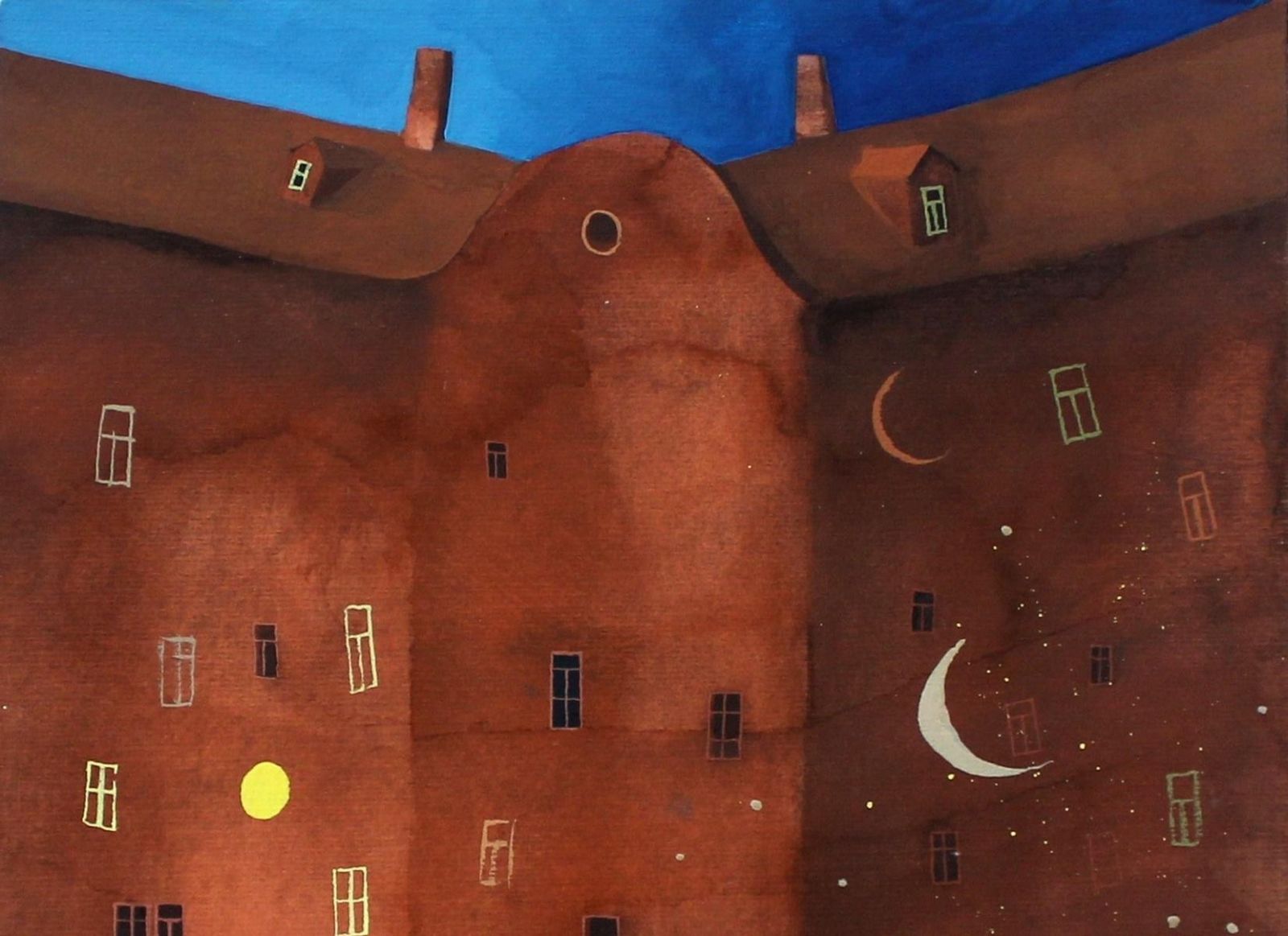 Piotr Fąfrowicztenement House   Xxi Century, Gouache On Paper, Architecture, Landscape2018 photo Art