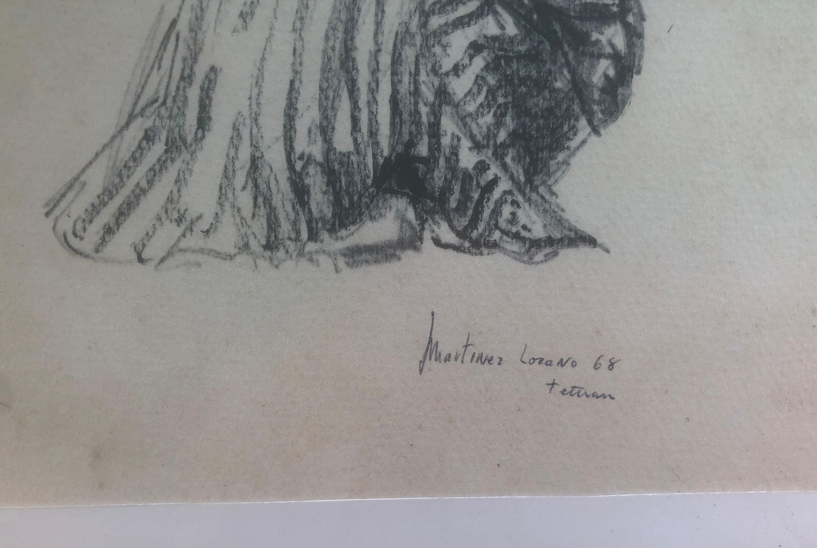 Josep Martinez Lozano  Arabs In Tetouan Morocco Drawing 1968 photo for sale