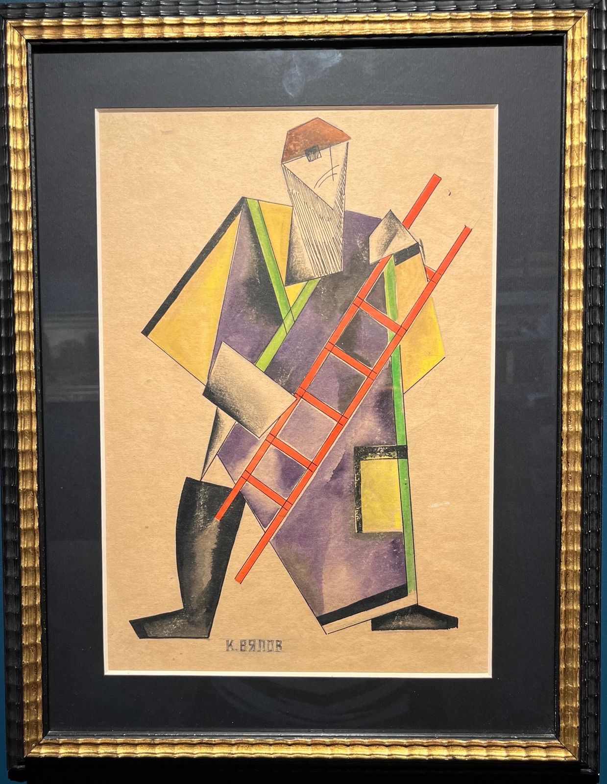 Konstantin Aleksandrovic Vialov"Costume Teatrale Costruttivista"    Acquerello E China  Cm. 26 X 38   1920 Ca1920