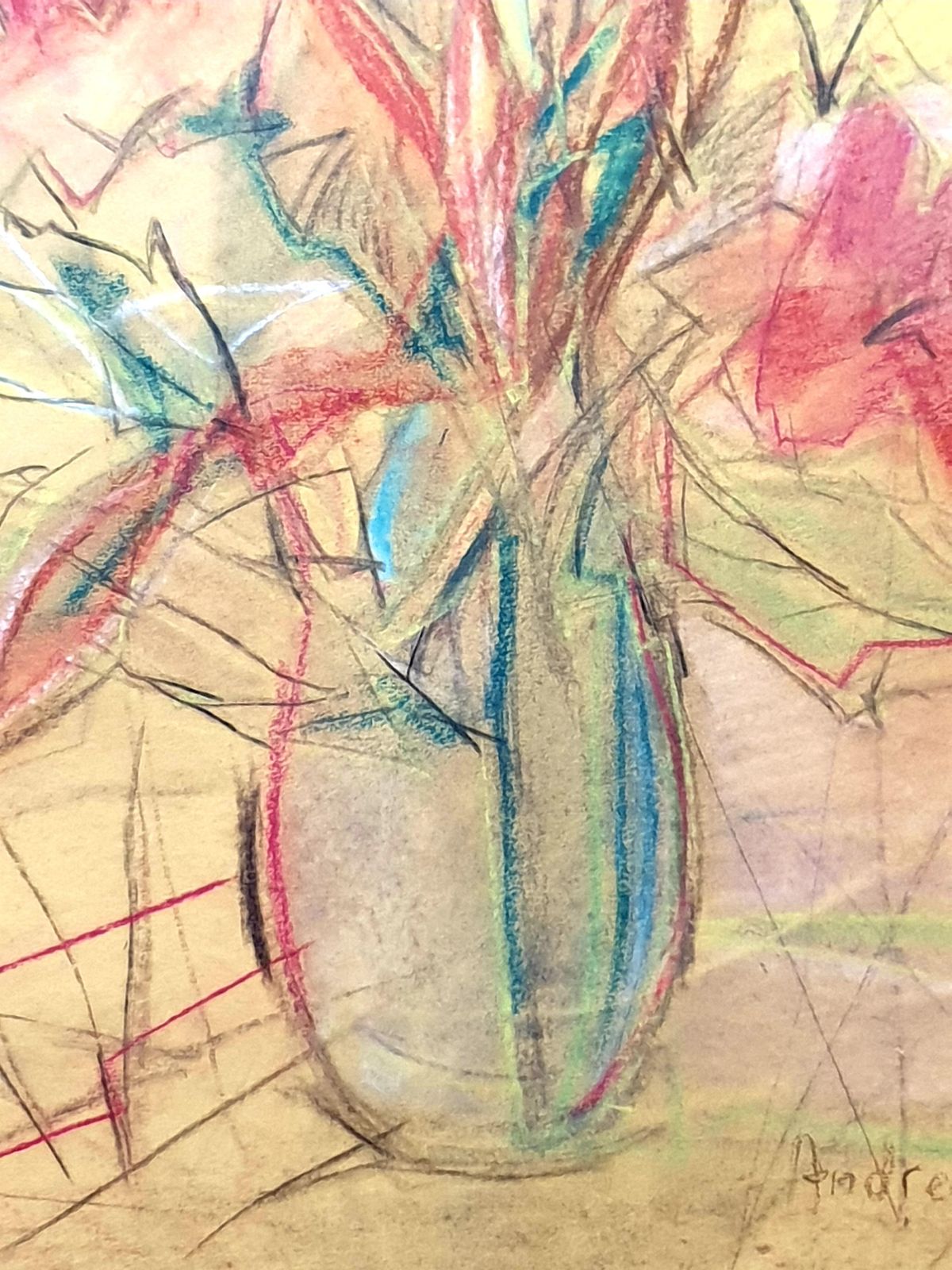Andrée Ruy Petroff Expressionist Mid Century Still Life Of Flowers In A Vase. photo for sale