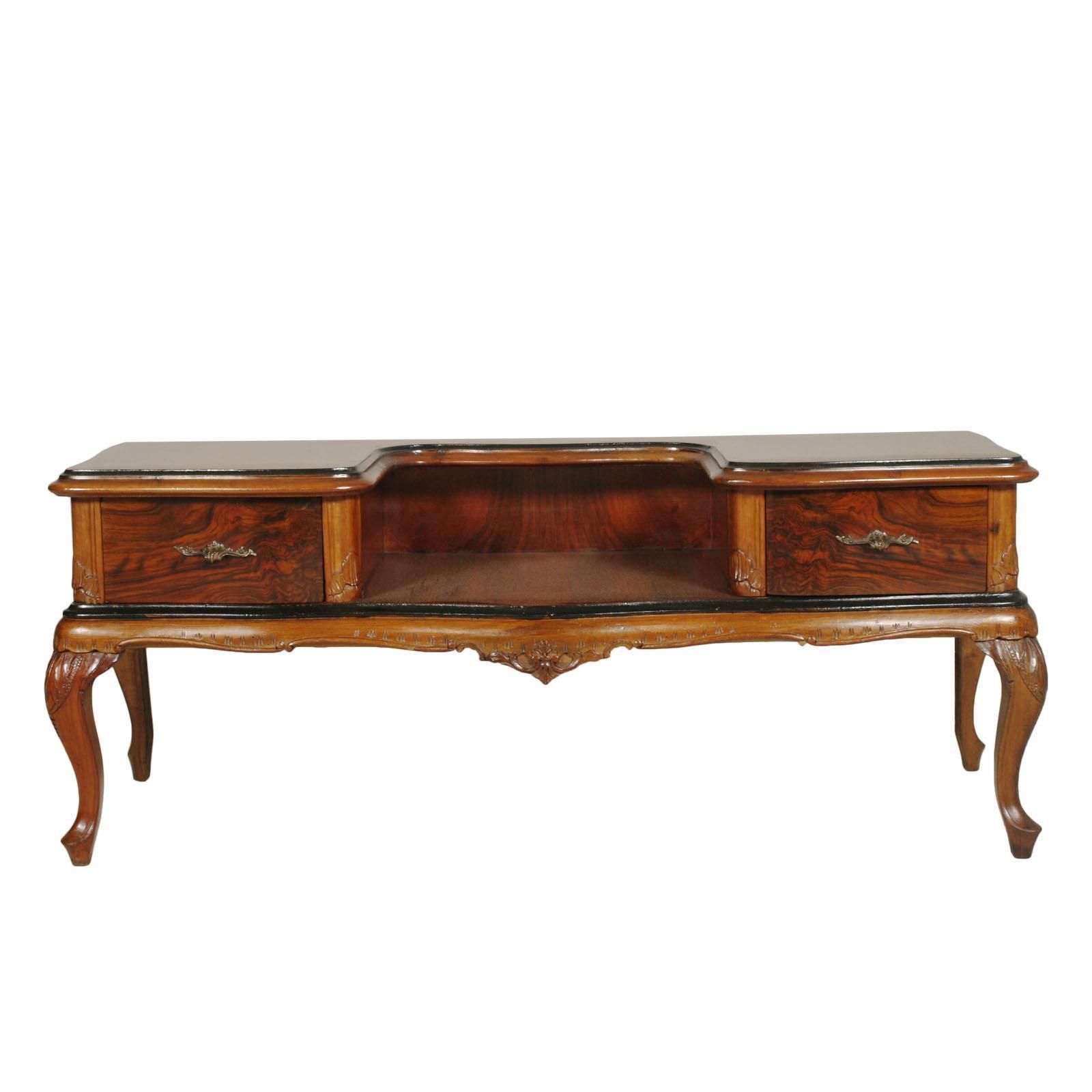 1920s Antique Vanity Baroque Venetian, Beveled Mirror, Hand Carved Walnut & Burl photo for sale