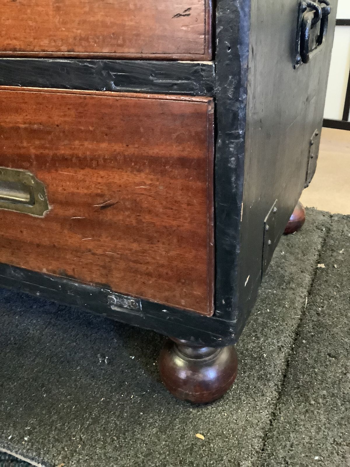 photo furniture 19th Century Irish Mahogany Campaign Chest Of Drawers In 2 Sections Made In Dublin