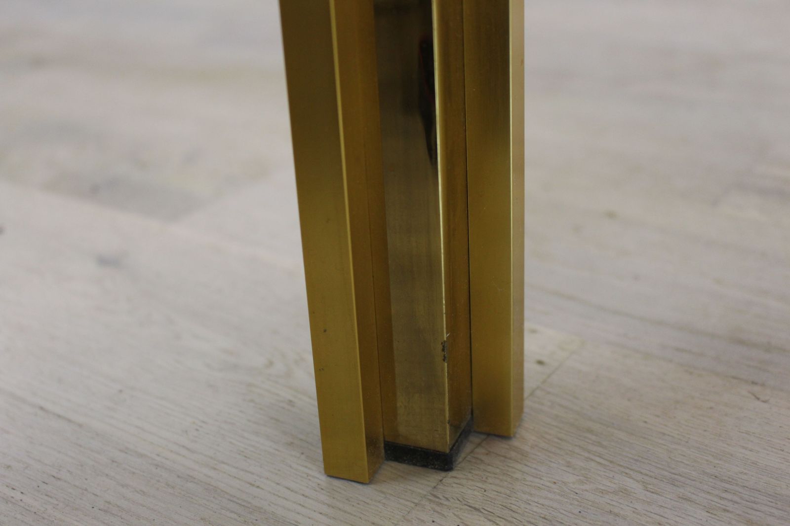 Furniture 1970’s Brass And Glass Lamp Table photo