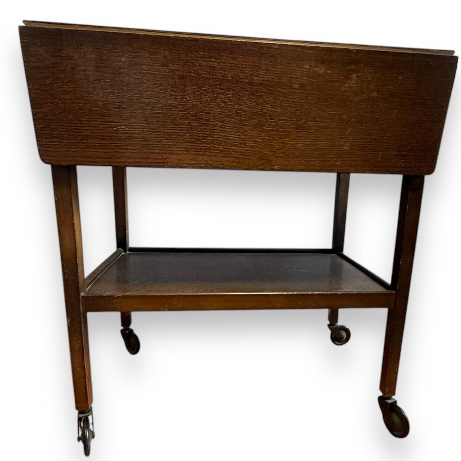 Vintage Mid Century Oak Wheeled Tea Trolley / Hostess Trolley Dessert Trolley photo furniture